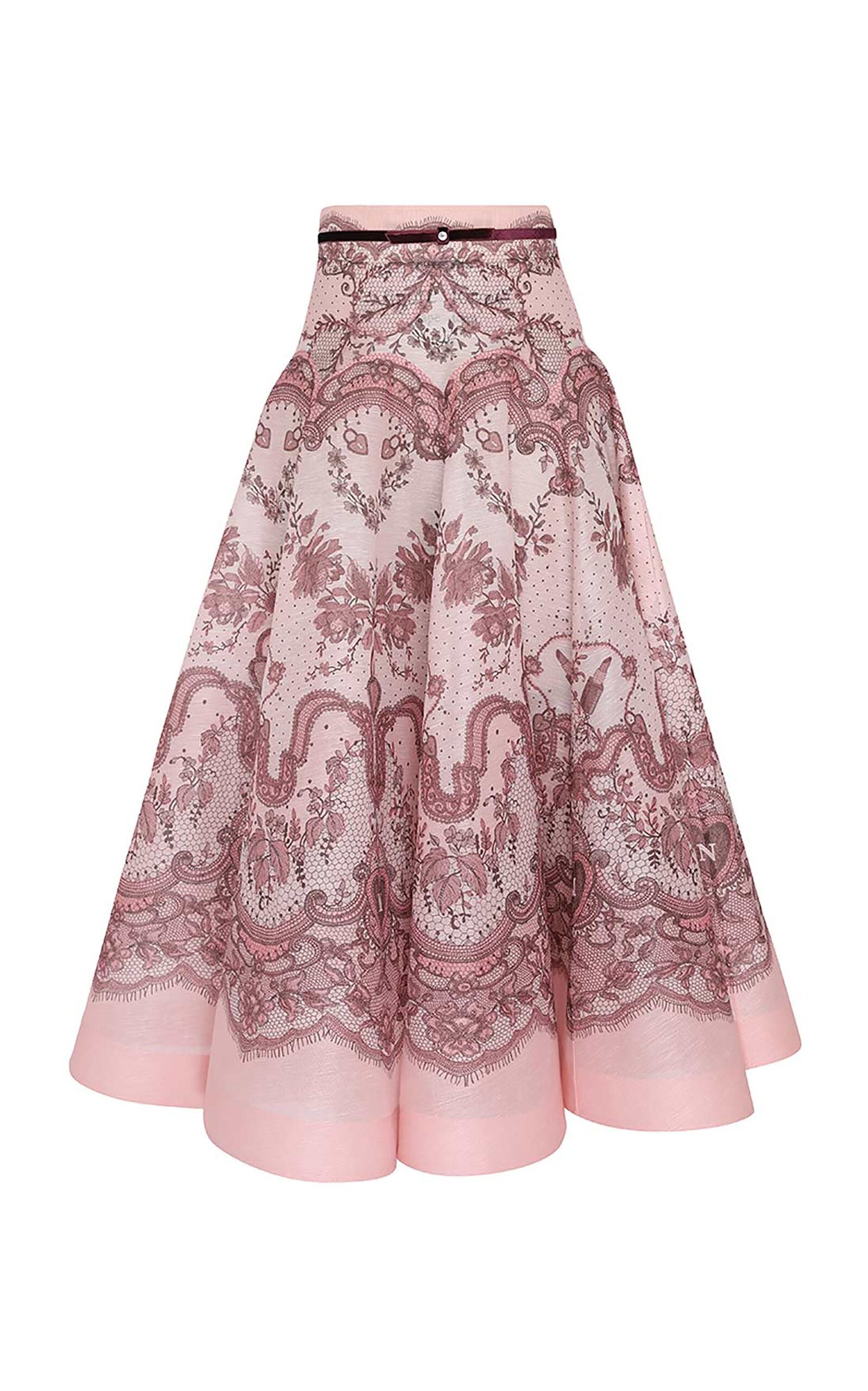 Zimmermann oc11z0925 Crush Flared Linen-Silk Midi Skirt in Multicolor Size 34" / US 12 / IT 48 - 1 Thumbnail