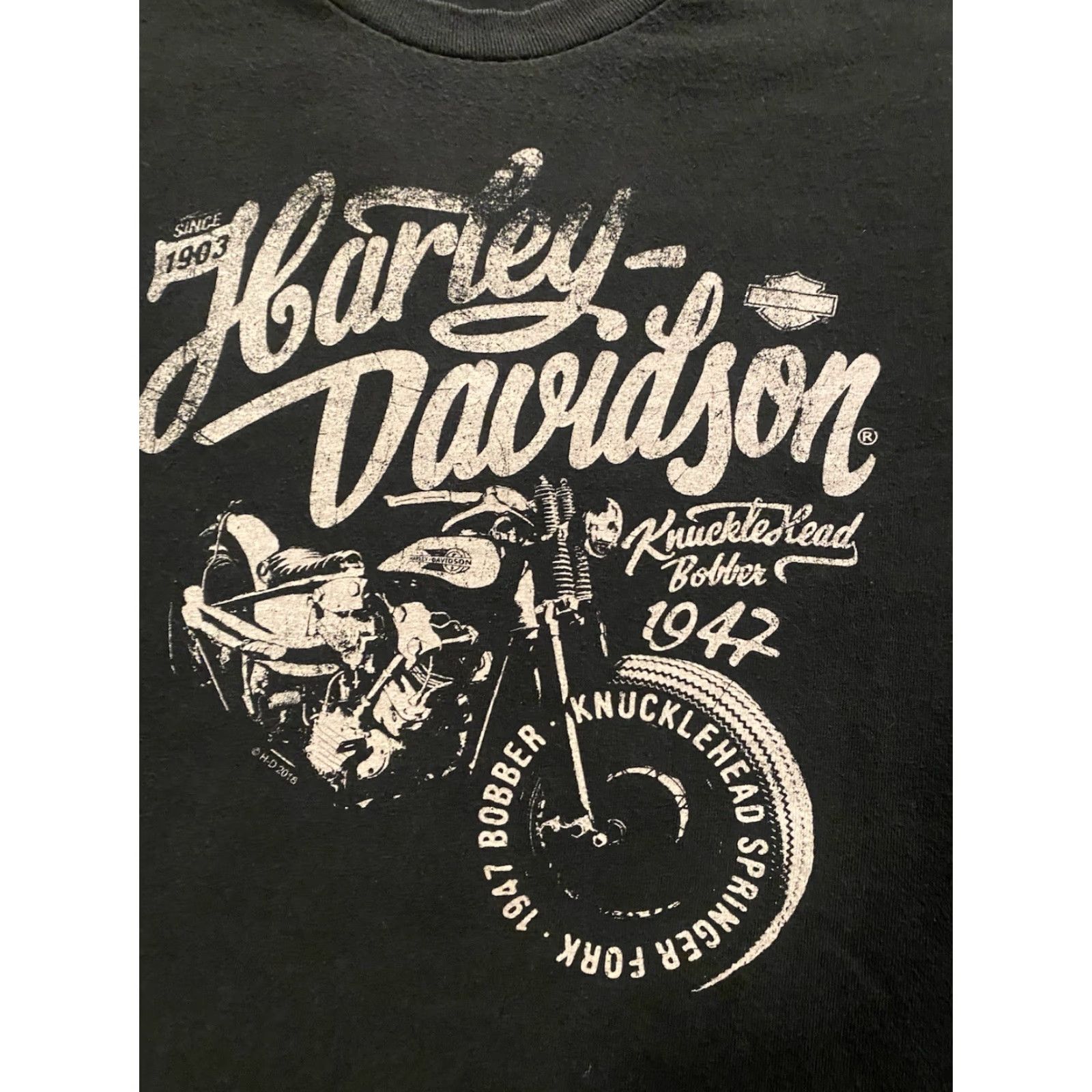 Harley Davidson Harley-Davidson T-Shirt Mens XL Black Double-Sided Skeleton Flames Graphic Print Crew Neck Short Sleeve Size US XL / EU 56 / 4 - 7 Thumbnail