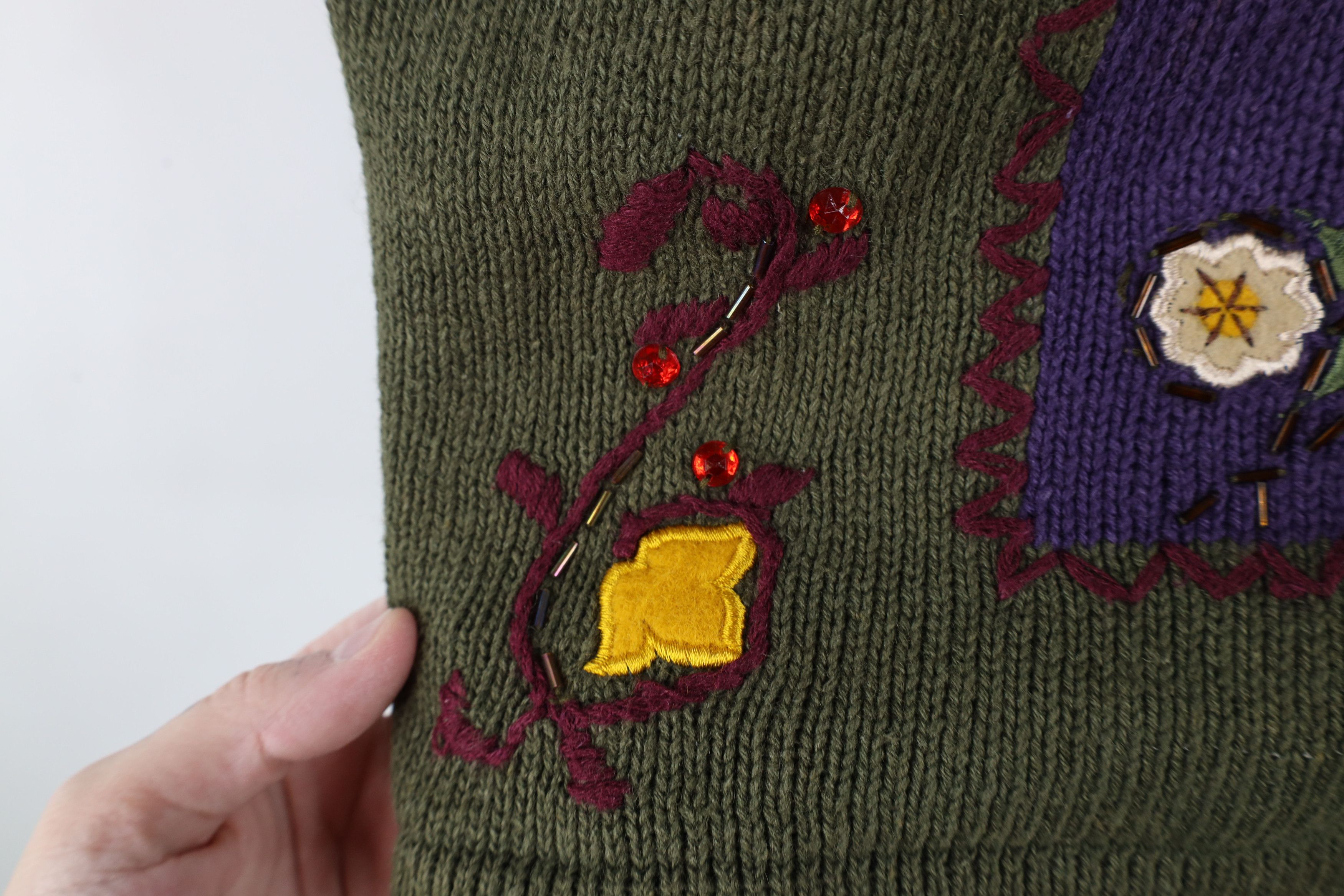 Vintage Vintage 90s Streetwear Flower Knit Cardigan Sweater Vest Size XL / US 12-14 / IT 48-50 - 8 Thumbnail