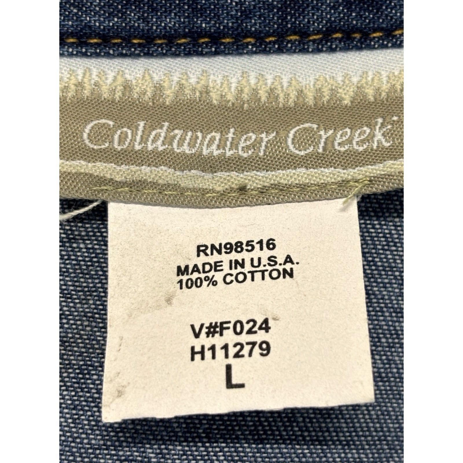 Coldwater Creek VINTAGE Coldwater Creek Chambray Denim Shirt Large Blue Button-Up Long Sleeve Collared 100% Cotton Womens Granny Core Cottage Core Buttons Made US Size L / US 10 / IT 46 - 7 Thumbnail