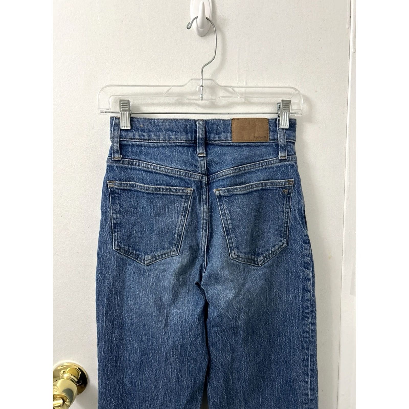 Madewell Madewell The Perfect Vintage Wide-Leg Jeans Womens 24x28 Medium Wash Denim High Rise Regular 5-Pocket Zip Button Pockets Leather Patch Blue Stretch Size 42" / US 20 - 7 Thumbnail