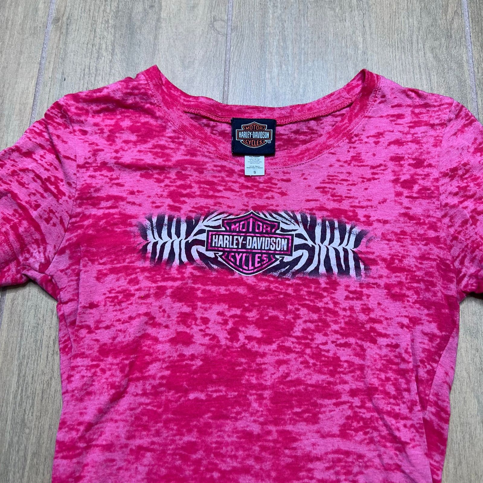 Harley Davidson Vintage Harley-Davidson pink burnout USA Women Sz Small Y2K Size S / US 4 / IT 40 - 2 Thumbnail