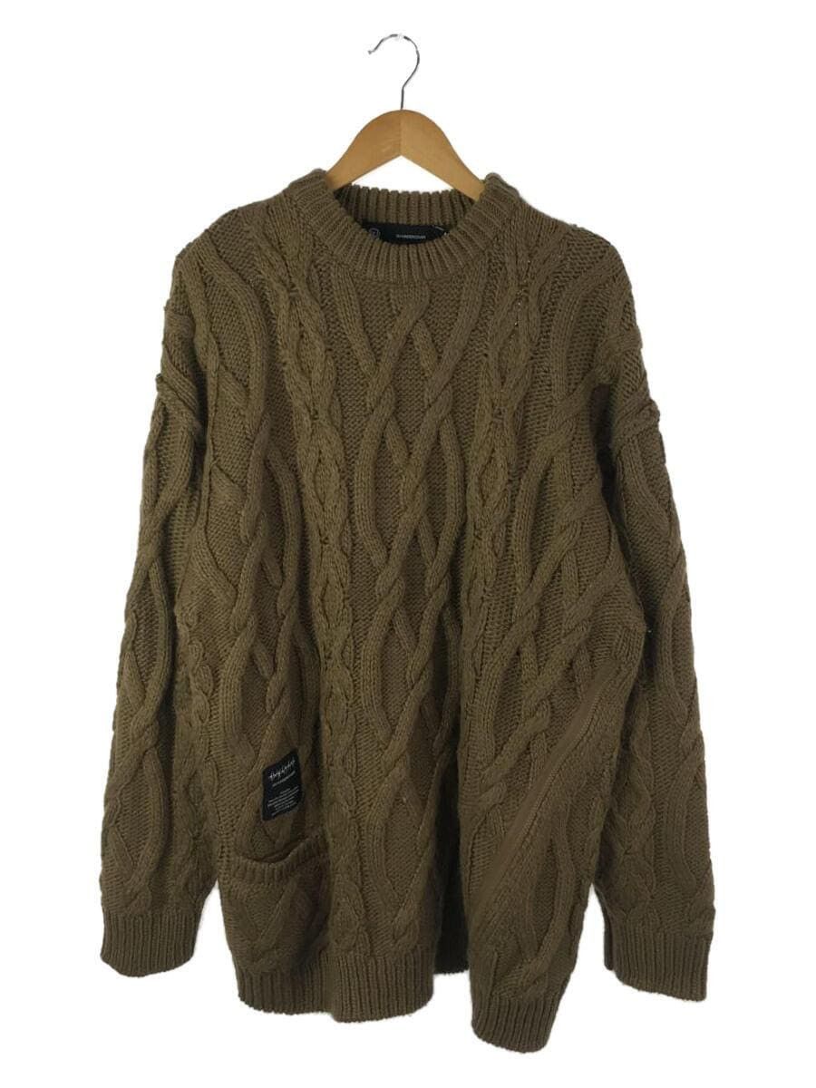 image of Undercover Gu Cableknit Pocket Sweater in Brown, Men's (Size Large)