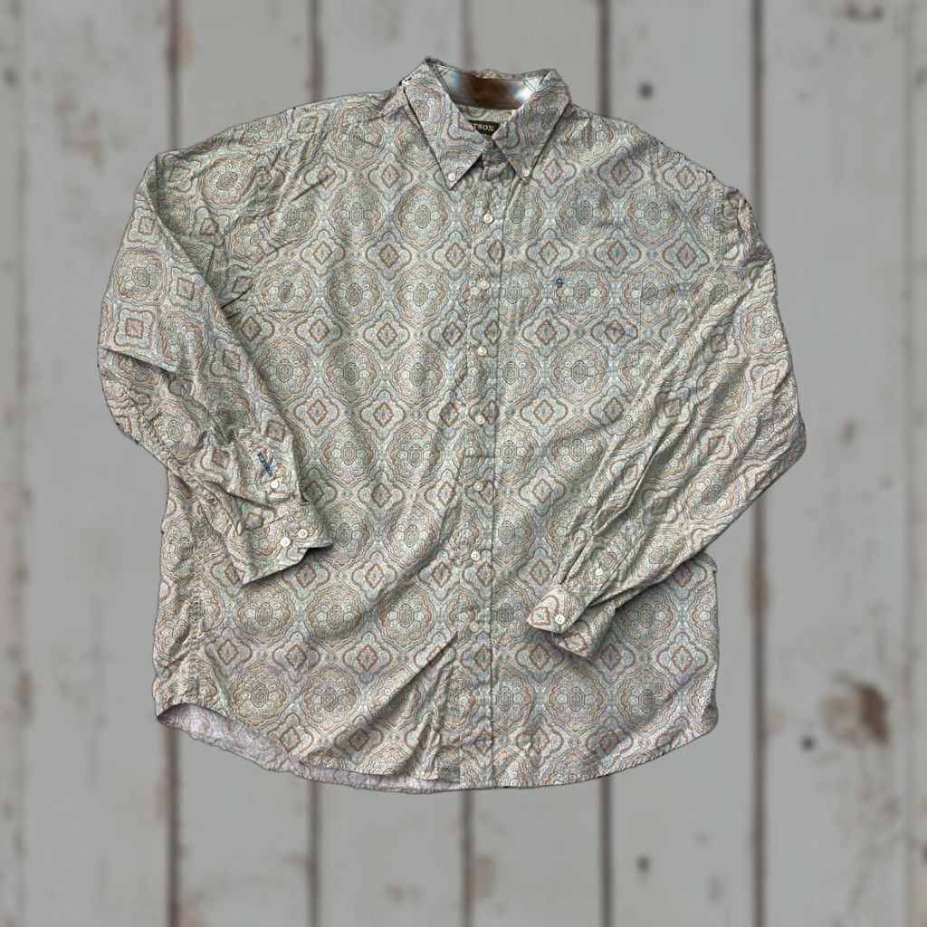 Stetson Stetson Shirt Mens 2XL Brown Button-Down Paisley Western Casual Long Sleeve Cotton Core Accent Pockets Size US XXL / EU 58 / 5 - 1 Thumbnail