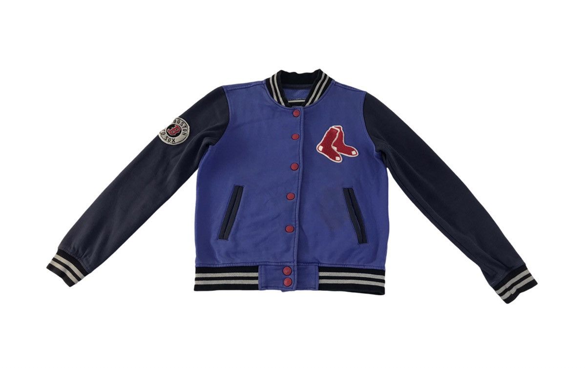 Varsity Jacket MLB Boston RedSox Embroidery Logo Snap Button