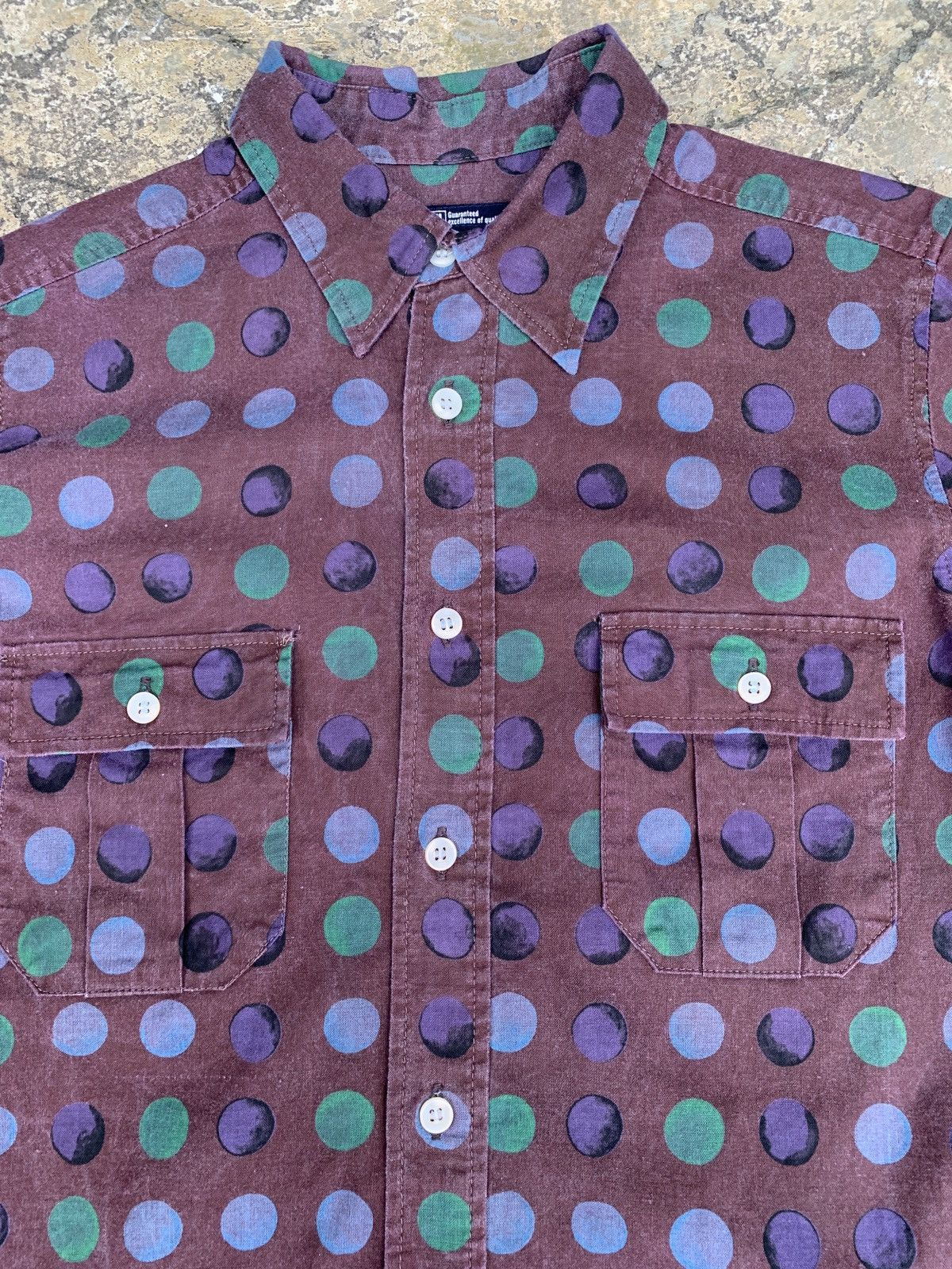 Japanese Brand 2000s Saburoku Japan Polkadot Brown Shirt Size M / US 6-8 / IT 42-44 - 3 Thumbnail