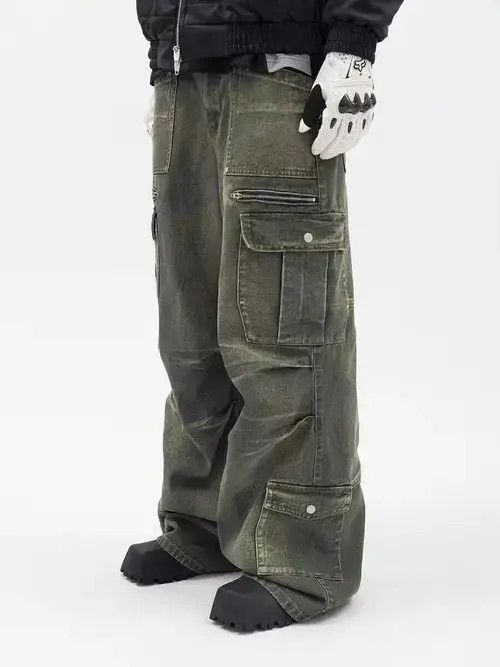 Japanese Brand × Jean Retro washed distressed workwear loose wide leg jeans Size US 32 / EU 48 - 3 Thumbnail