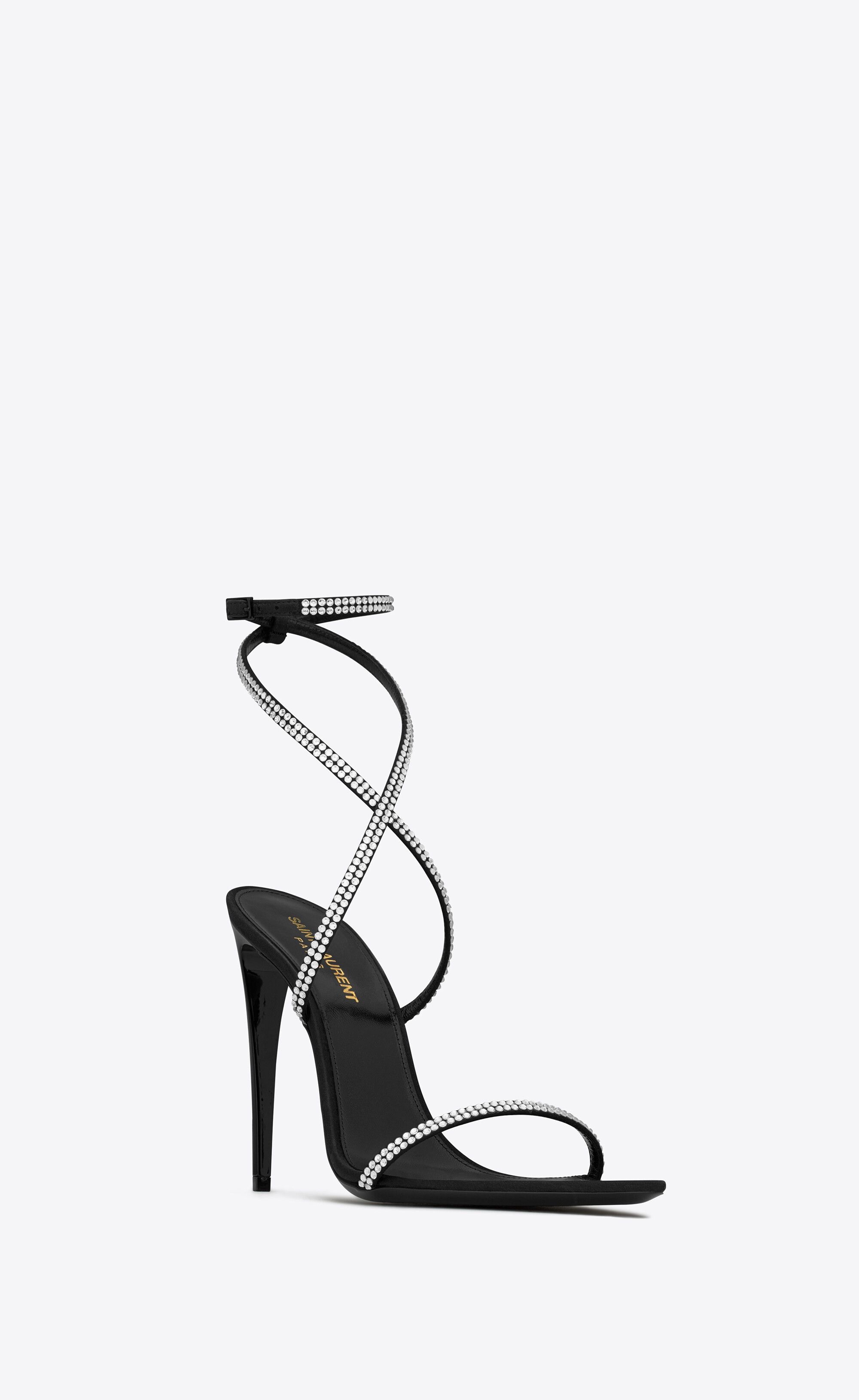Saint Laurent Paris o1s1wg110225 717619 Georgia Sandals Crepe Satin Rhinestones Size US 11 / IT 41 - 3 Thumbnail