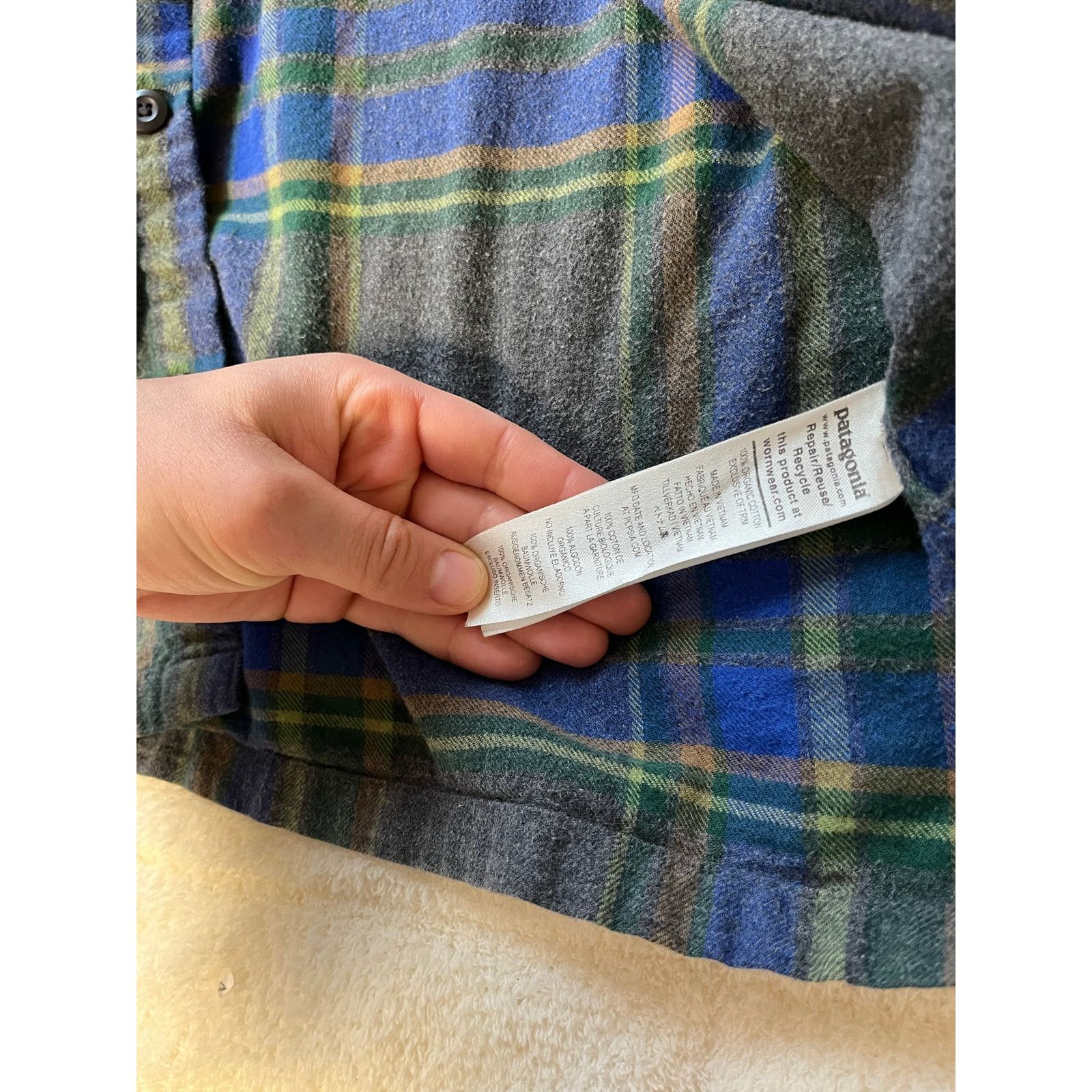 Patagonia Mint Patagonia Organic Cotton Fjord Blue Flannel Shirt Size US L / EU 52-54 / 3 - 4 Thumbnail