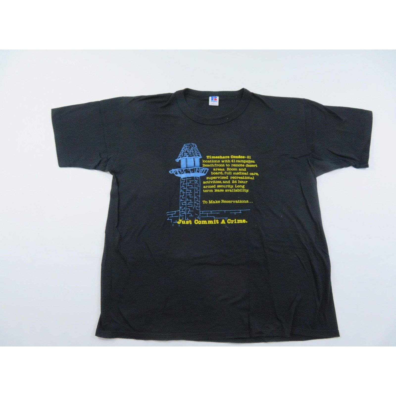 Russell Athletic Just Commit a Crime Funny T-Shirt, USA Made XL 1990s Size US XL / EU 56 / 4 - 1 Thumbnail