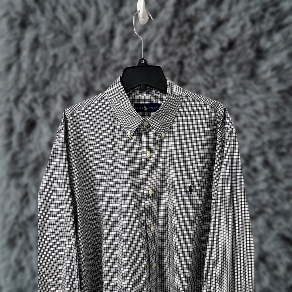Polo Ralph Lauren VINTAGE Ralph Lauren Shirt Mens XL Black White Plaid Button-Down Pony Logo L/S Size US XL / EU 56 / 4 - 1 Thumbnail