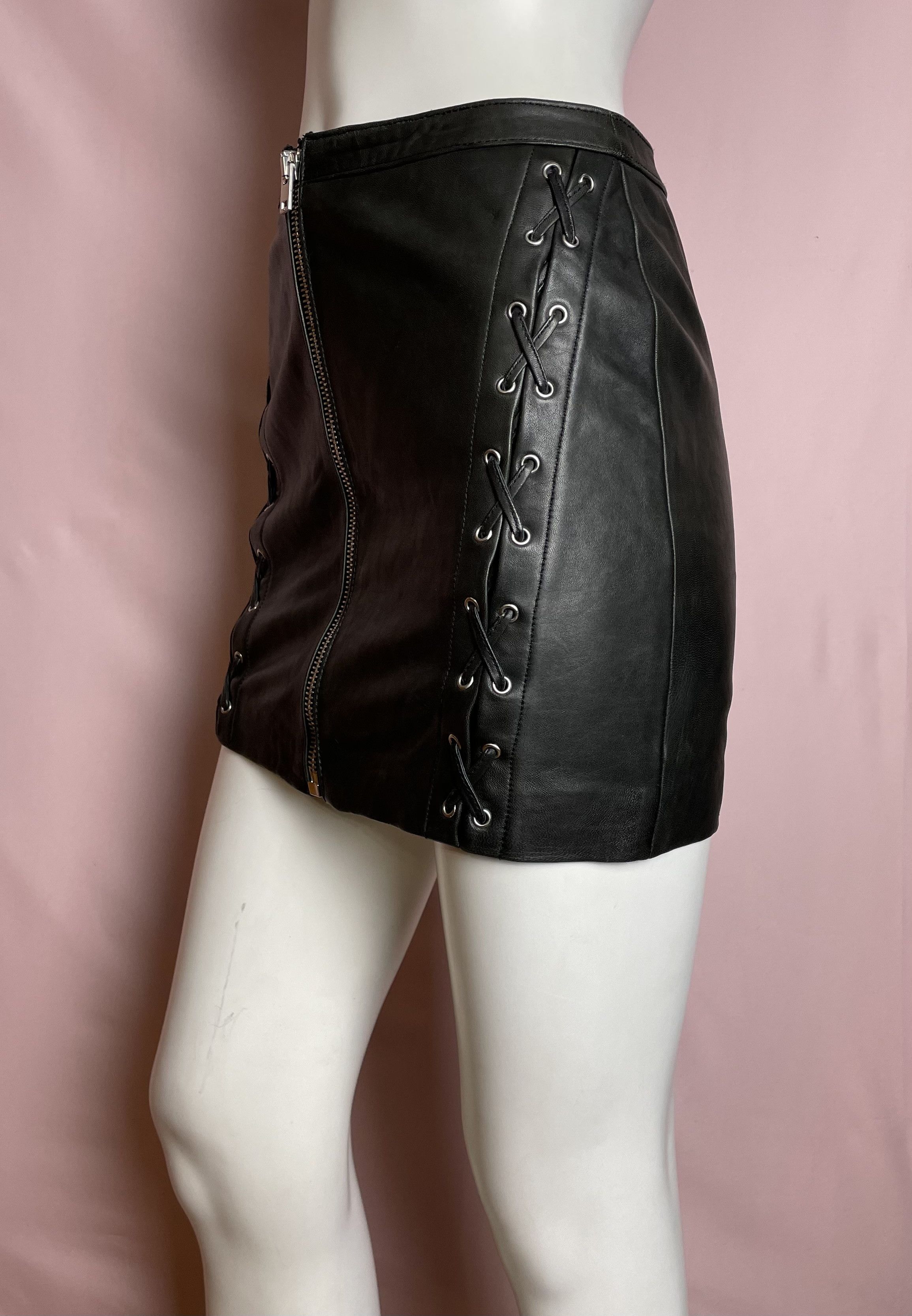 The Kooples THE KOOPLES Lambskin Leather Zipper skirt black Skirt EU36 Size 27" / US 4 / IT 40 - 3 Thumbnail