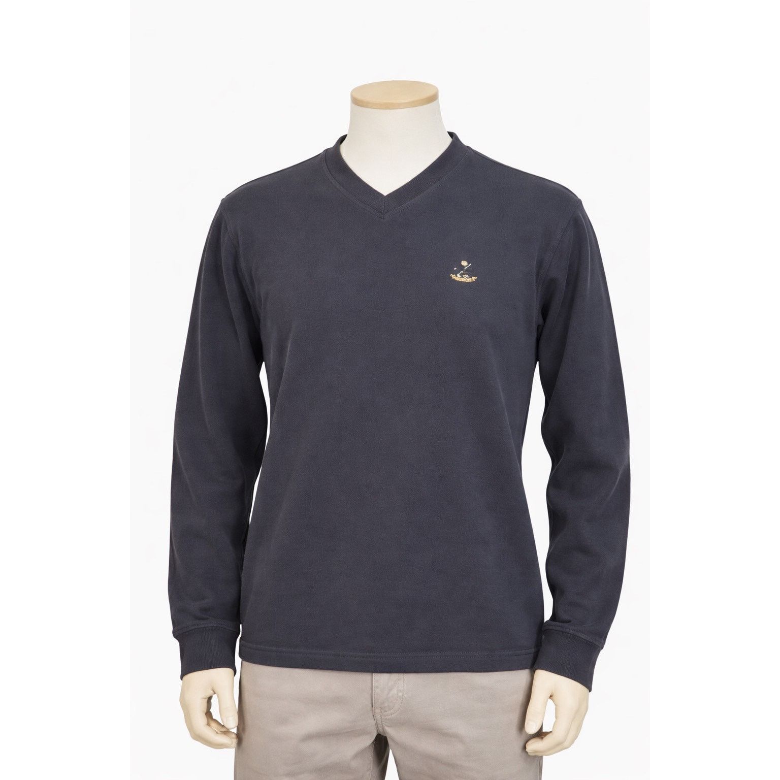 Faconnable Vintage Faconnable Navy V-Neck Pullover Sweater L Size US L / EU 52-54 / 3 - 1 Thumbnail