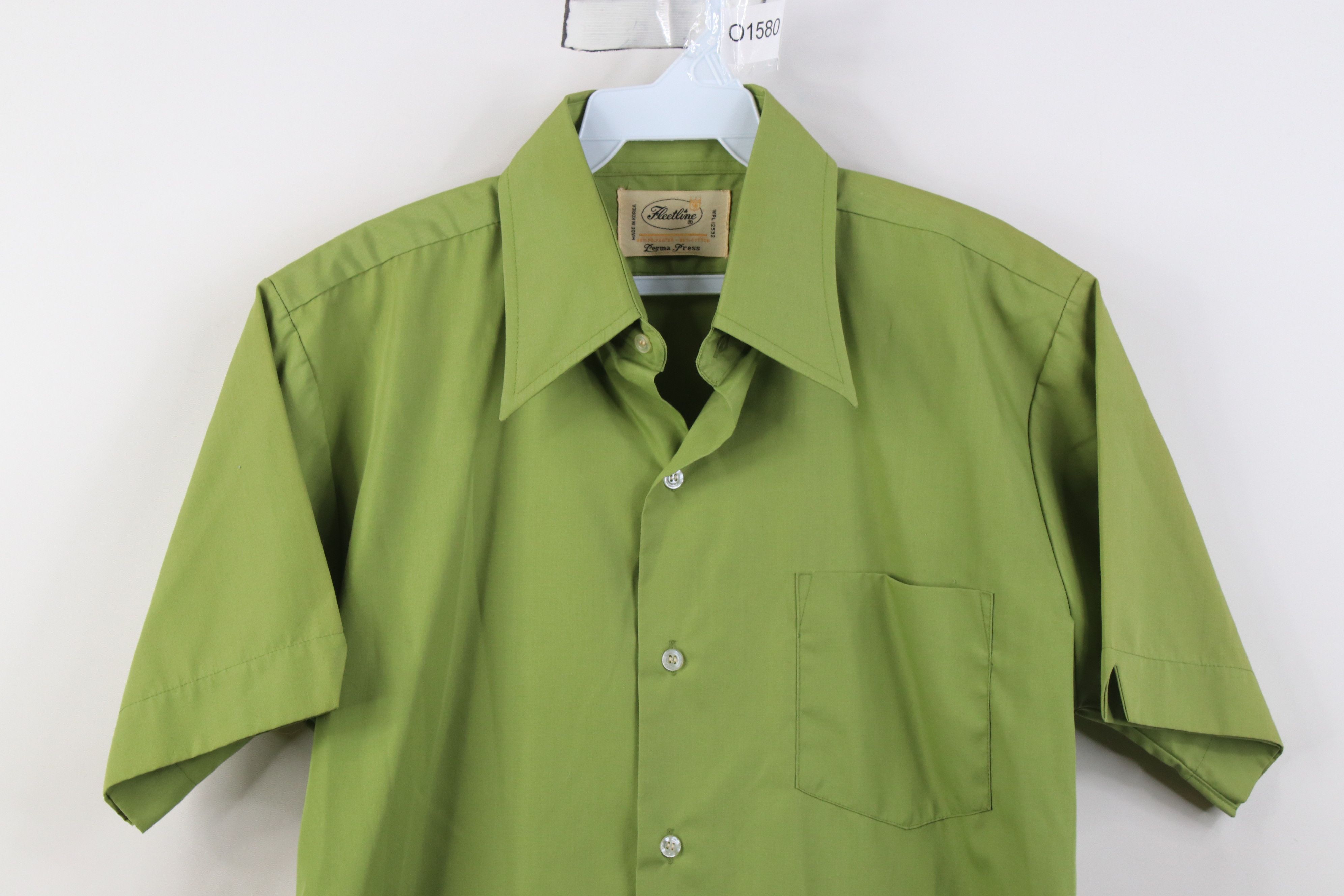 Vintage Vintage 70s Streetwear Short Sleeve Button Shirt Green Size US M / EU 48-50 / 2 - 2 Thumbnail