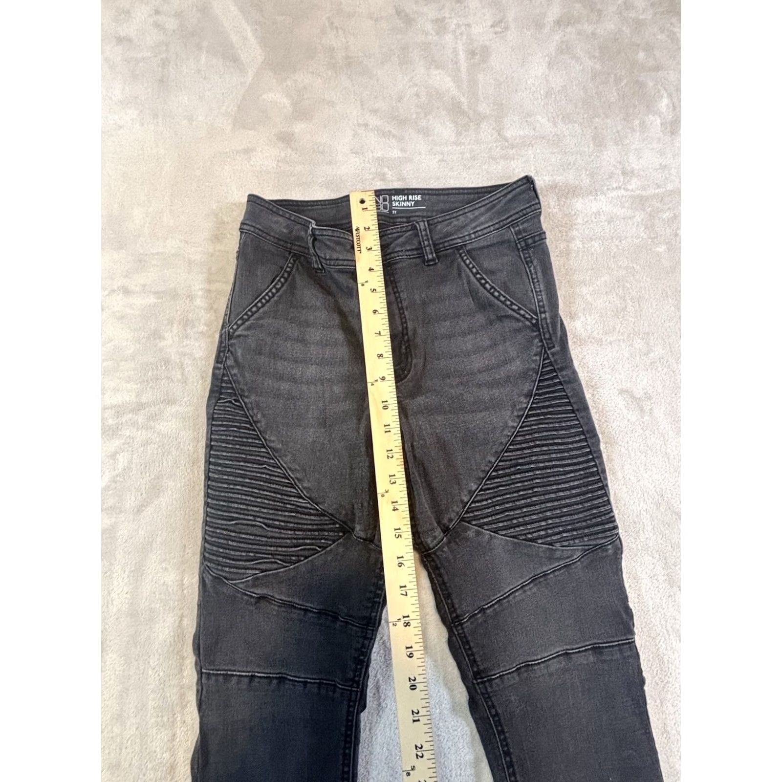 Vintage No Boundaries Jeans Women's 11 Skinny High Rise Black Denim Jeans Black 5-Pocket Pockets Stretch Womens Jeans Size 32" / US 10 / IT 46 - 5 Thumbnail