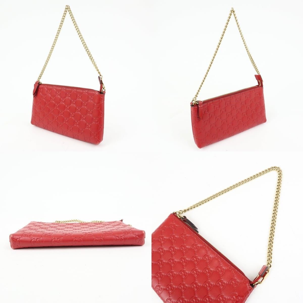 Gucci Gucci Guccissima Leather Chain Shoulder Bag Red Size ONE SIZE - 3 Thumbnail