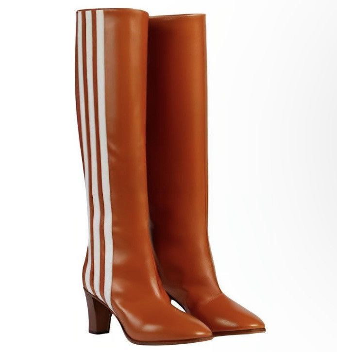 Gucci Gucci x Adidas Knee High Stripe Leather Boots Cognac size 37 Size US 7 / IT 37 - 1 Thumbnail