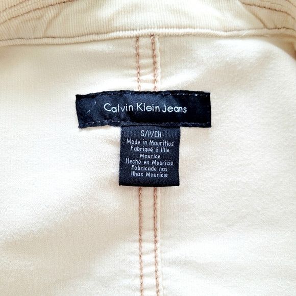 Calvin Klein Cream Corduroy Collared Button-Up Blazer Classic Preppy Size S / US 4 / IT 40 - 9 Thumbnail