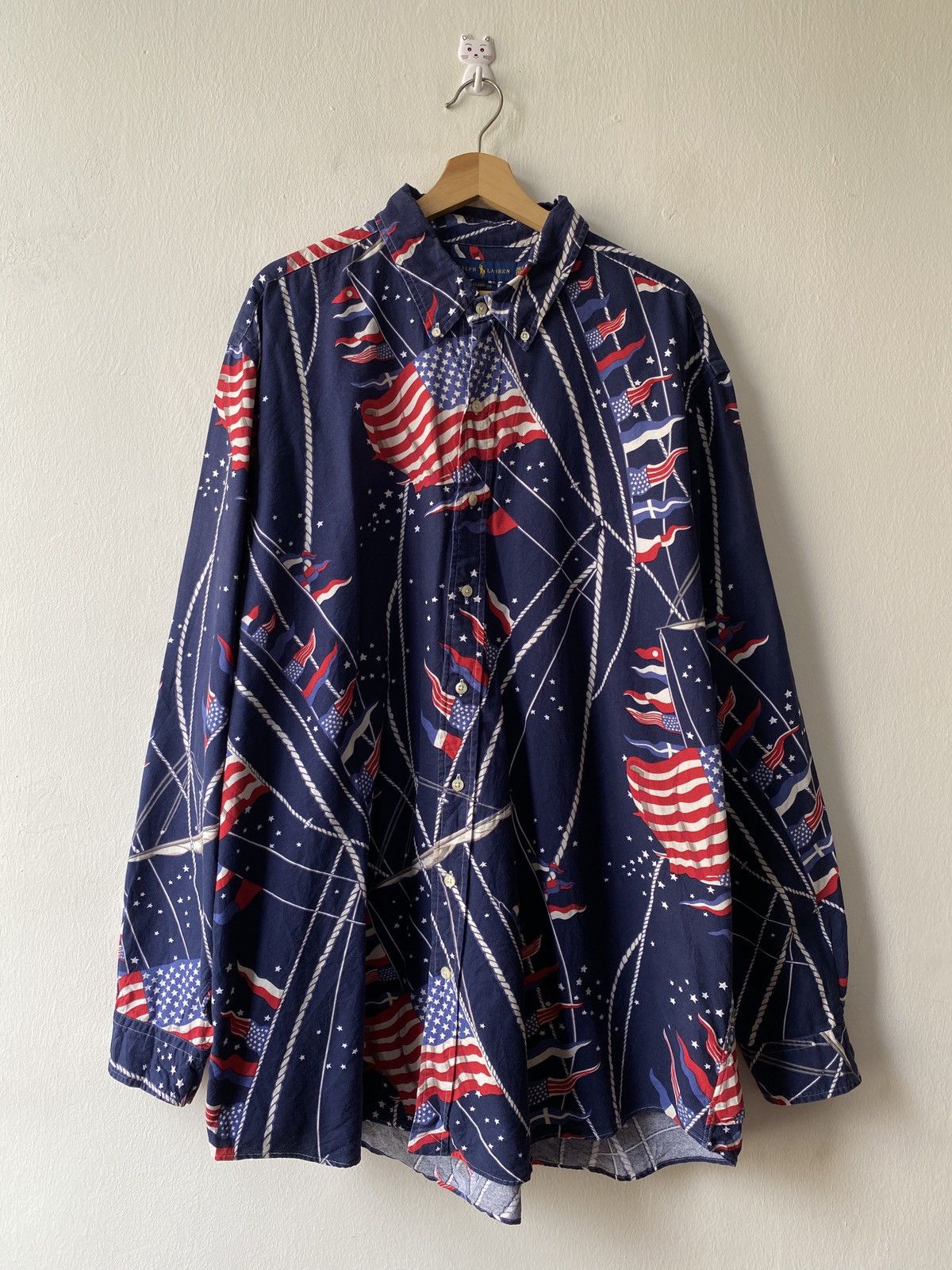 Polo Ralph Lauren × Ralph Lauren × Vintage Vintage Ralph Lauren American Flag Fullprint Button Up Shirt Size US XXL / EU 58 / 5 - 1 Thumbnail