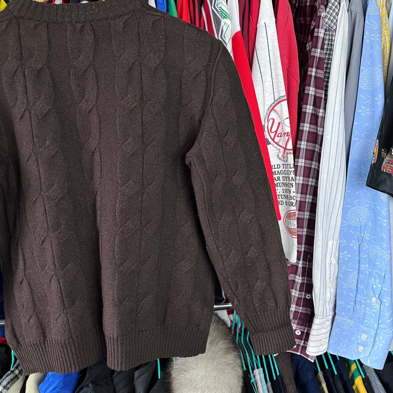 Celine 80s Celine Paris Pure Wool Brown Cable Knit Cardigan Size XS / US 0-2 / IT 36-38 - 6 Thumbnail