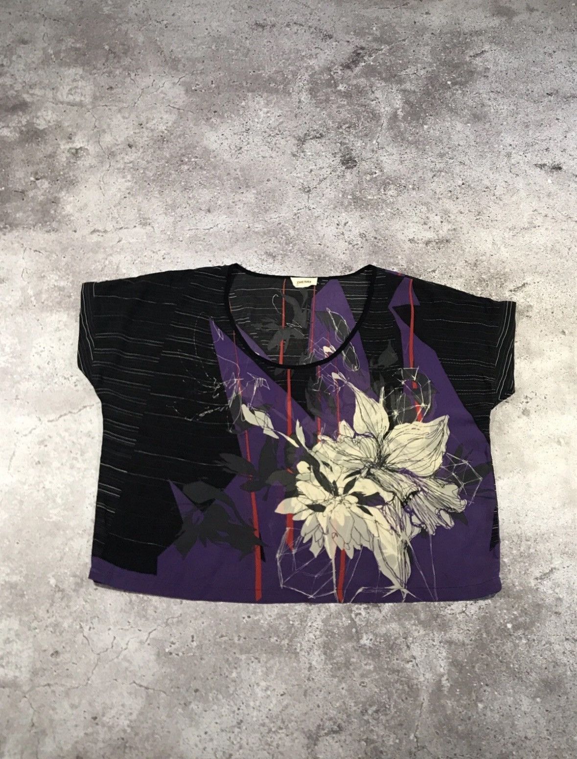 Diesel Vintage Blouse Diesel Woman Flowers Print Black/Purple M Size M / US 6-8 / IT 42-44 - 1 Thumbnail