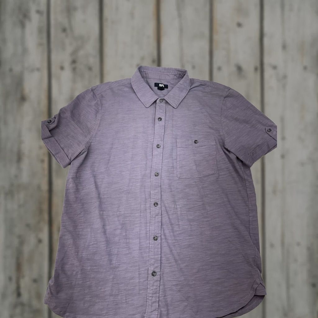 Paige Paige Button-Up Shirt Short Sleeve Casual Spring Cotton Purple Mens Large Size US L / EU 52-54 / 3 - 1 Thumbnail