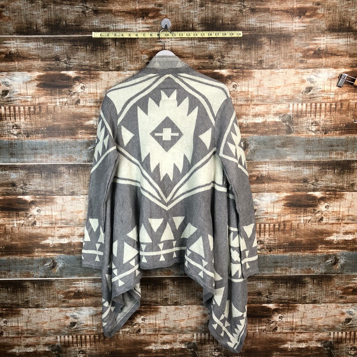 Japanese Brand Anti Ballistic navajo art Grey Cardigan Knitwear #A1839 Size US M / EU 48-50 / 2 - 11 Thumbnail