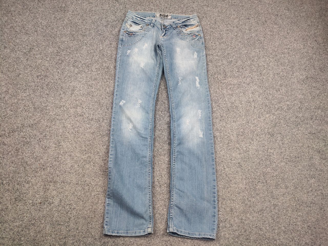 John Galliano Vintage John Galliano Y2K Style Metal Logo Faded Denim Jeans Size US 29 - 3 Thumbnail