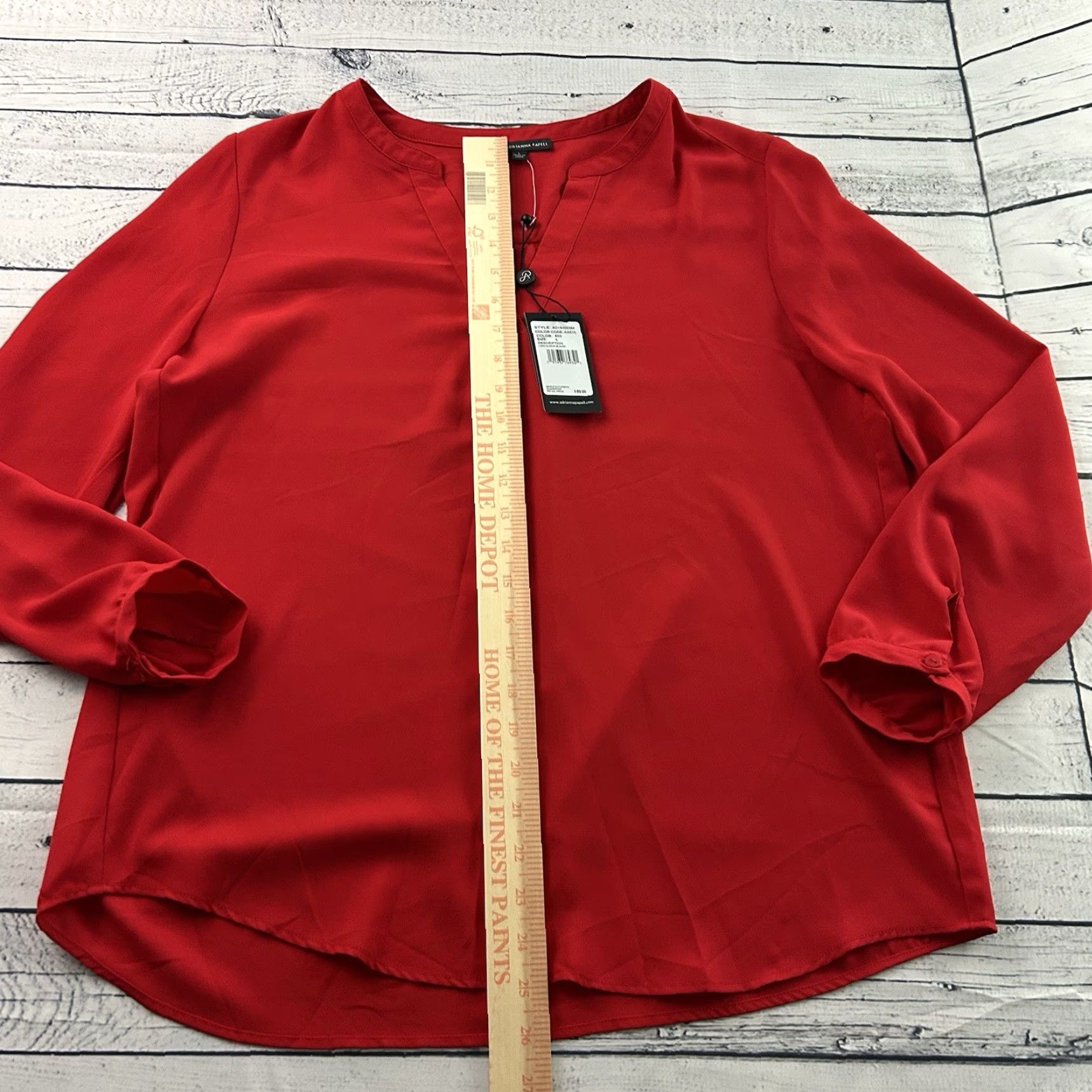 Adrianna Papell Adrianna Papell Blouse Shirt Long Sleeve Women L Red NEW Size L / US 10 / IT 46 - 4 Thumbnail