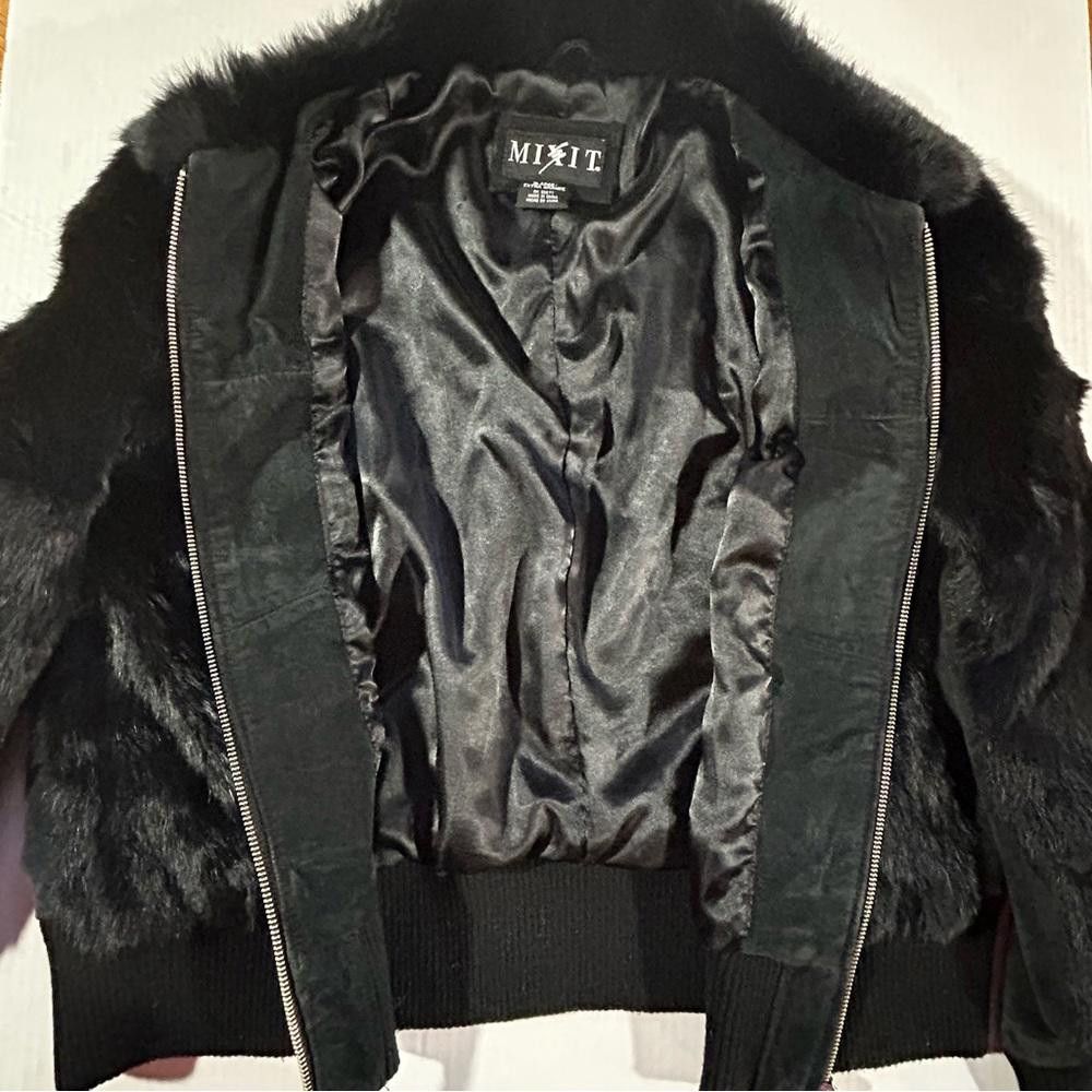 Other Mixit - Black 100% Rabbit Fur & Leather Bomber Jacket, XL Size XL / US 12-14 / IT 48-50 - 9 Thumbnail