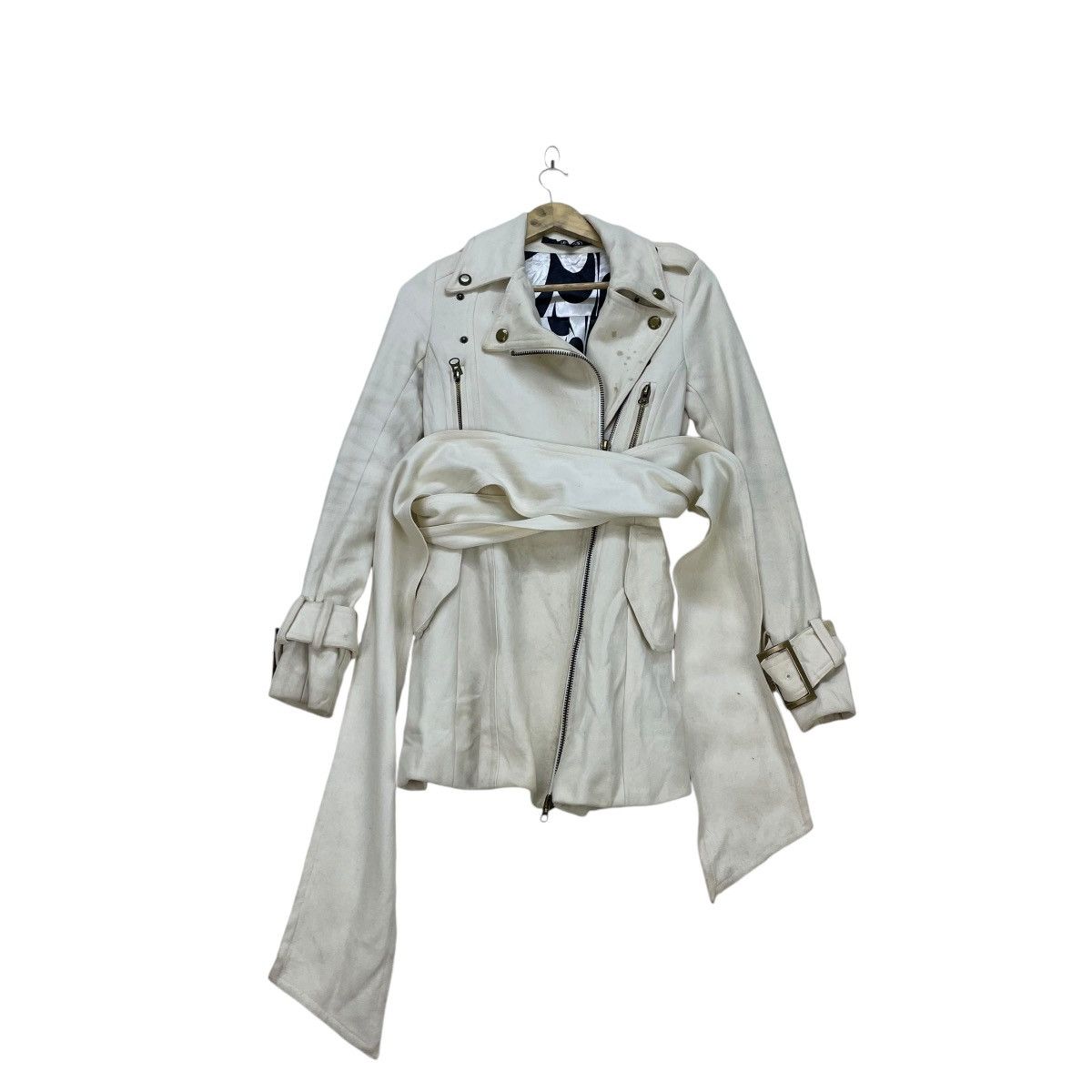 If Six Was Nine × Le Grande Bleu (L.G.B.) × Mari's Rock 💥Punkish Pine Lip Service Japanese Punk Belted Coat Jacket Size S / US 4 / IT 40 - 6 Thumbnail