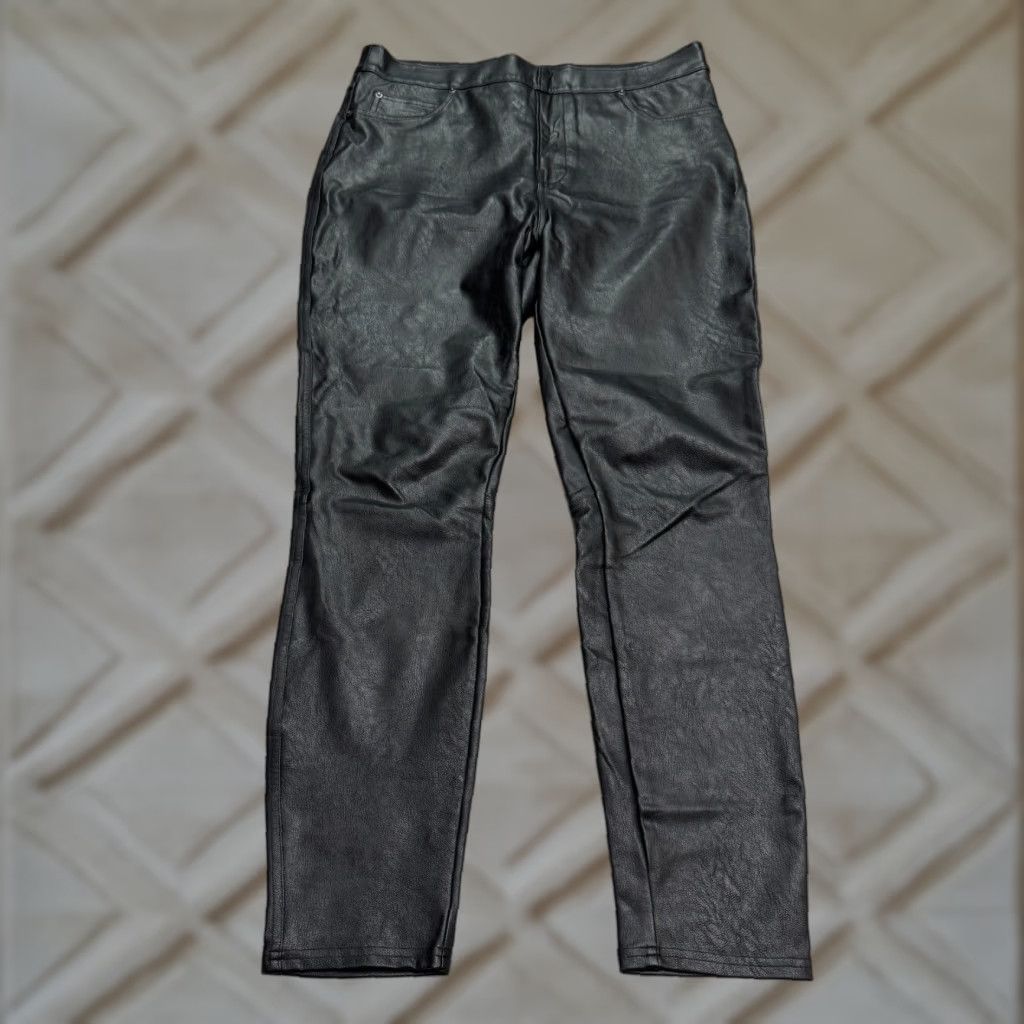 Spanx Spanx Leggings Pants Womens Large Black High Rise Stretch Ankle Leather Look: Faux Leather Type, 26.5 Inseam, Polyester Blend, Regular Size L, Black Size 36" / US 14 / IT 50 - 1 Thumbnail