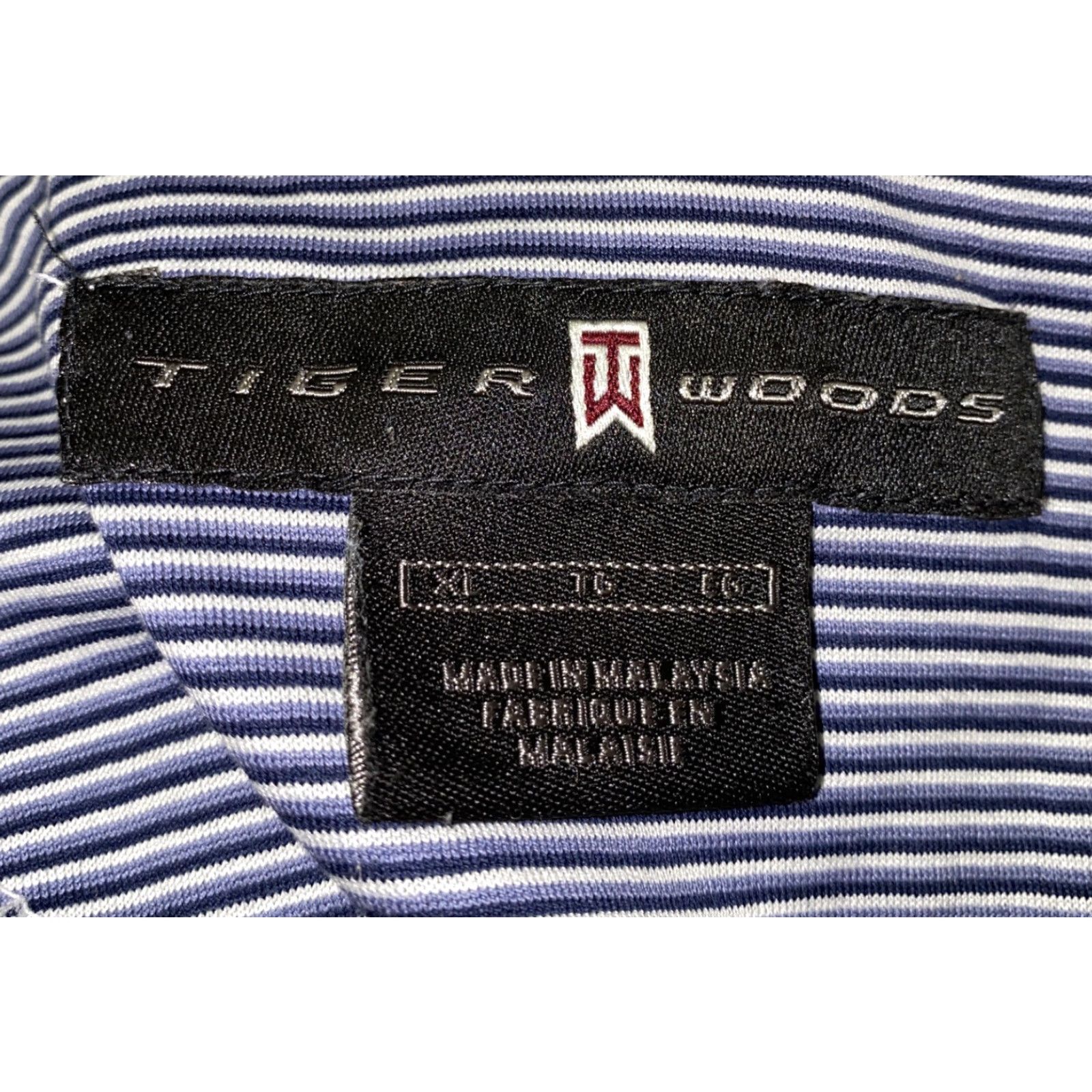Vintage Tiger Woods Polo Shirt Mens Gray Striped Short Sleeve Golf XL Size Regular Men Size US XL / EU 56 / 4 - 5 Thumbnail