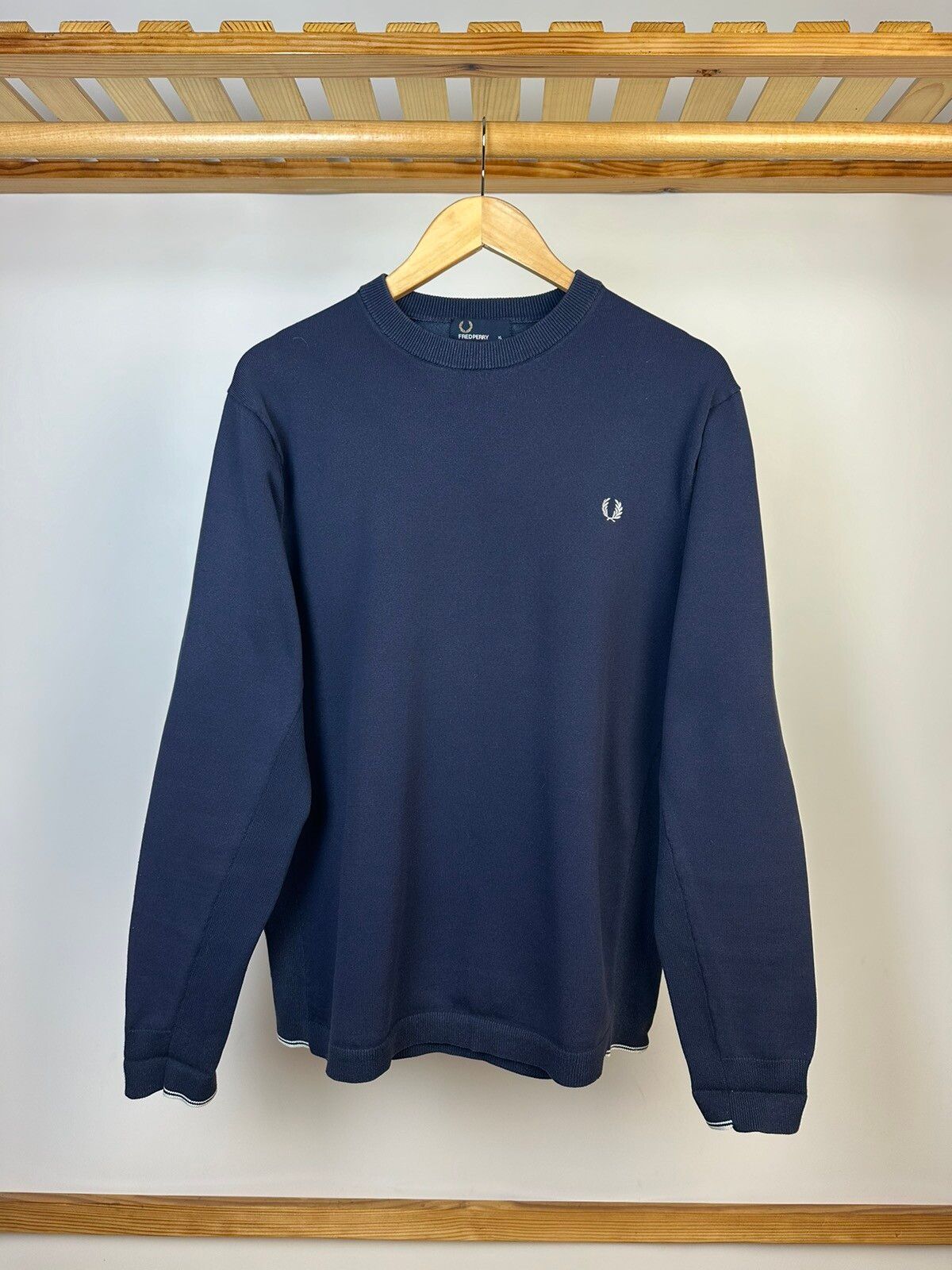 Pre-owned Fred Perry X Vintage Fred Perry Sweatshirt Pullover Y2k In Blue