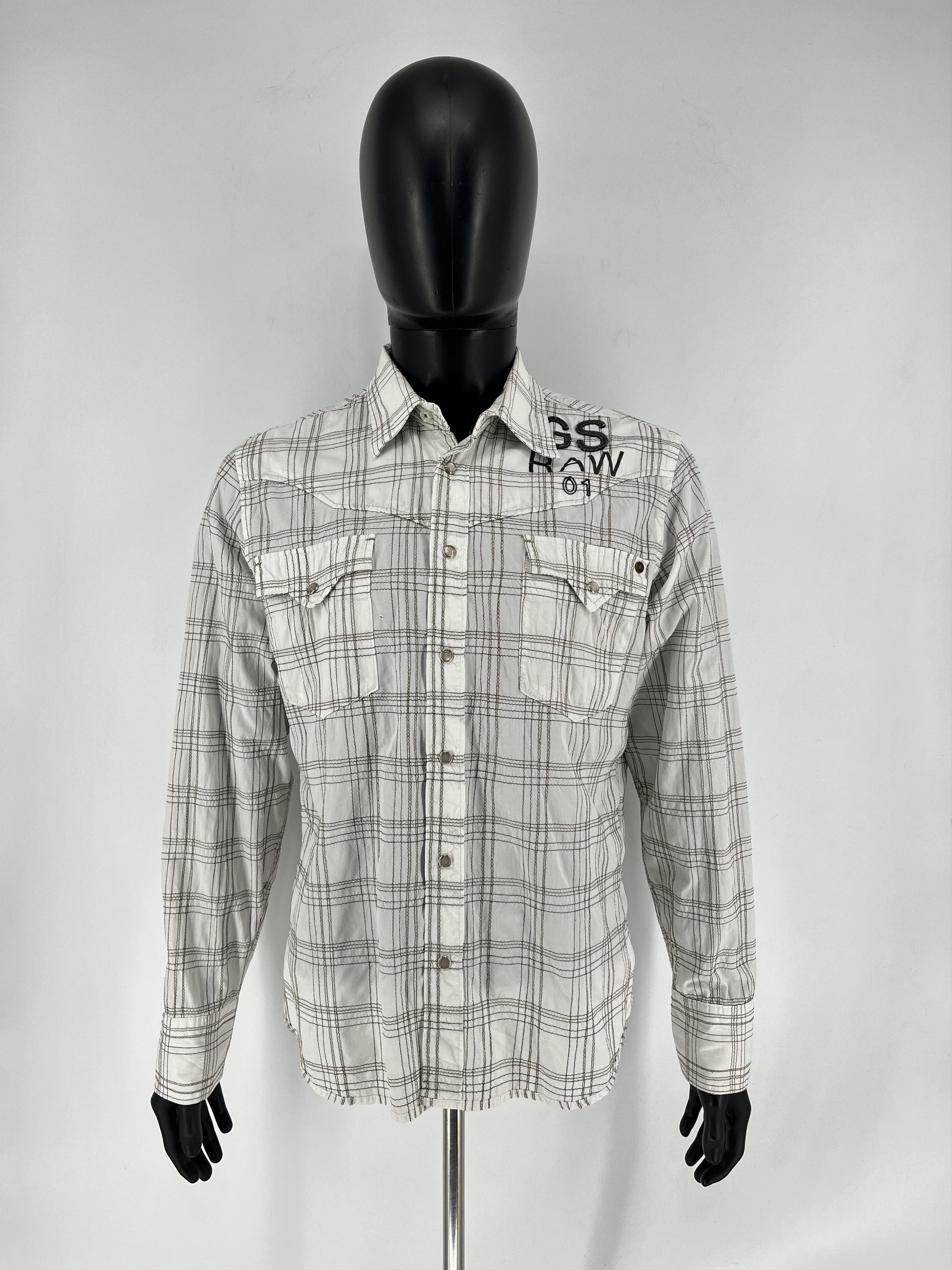 G-Star Vintage Y2K G Star Raw Men’s Plaid Shirt With Big Logo Size US XL / EU 56 / 4 - 3 Thumbnail