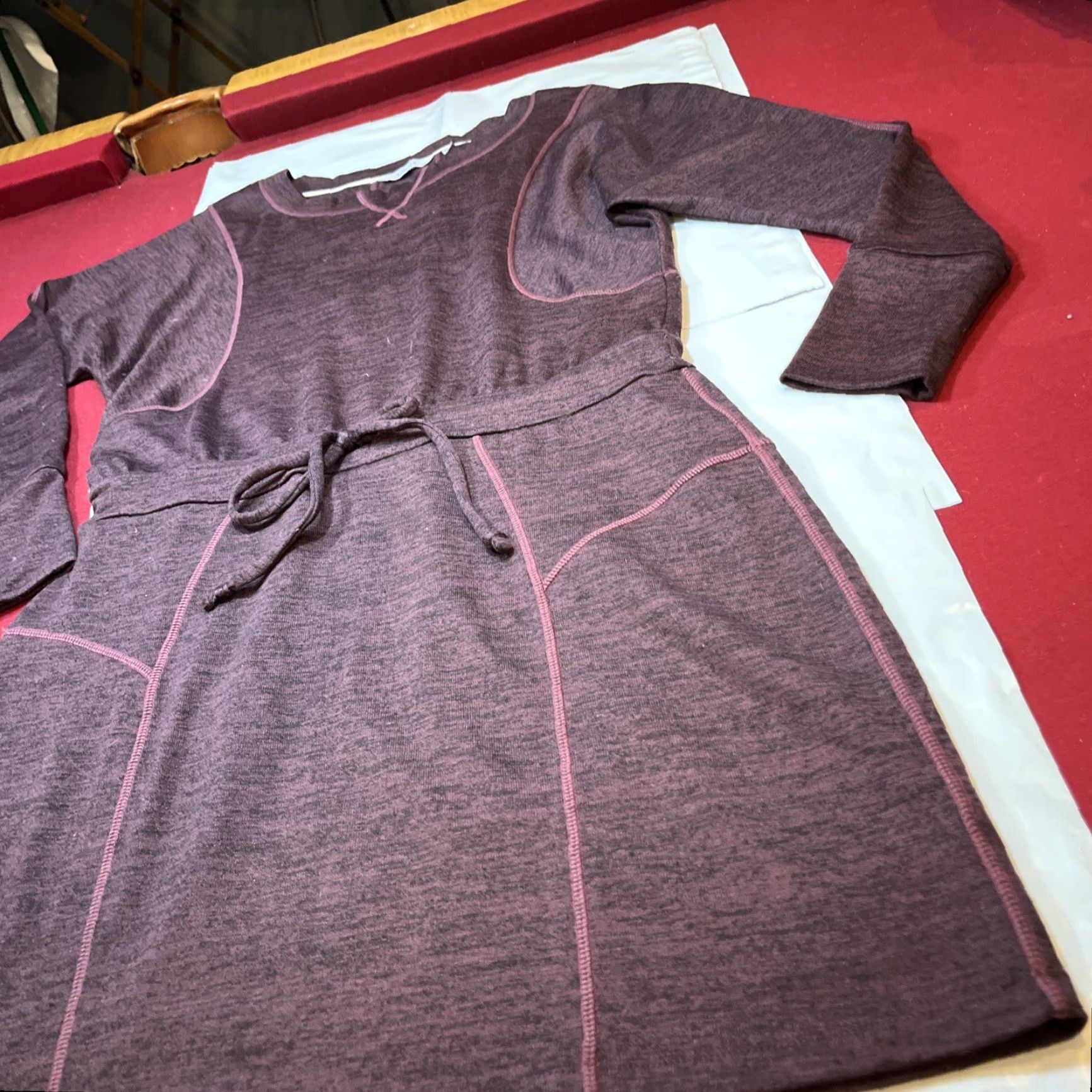 Athleta Athleta Dress Women M Long Sleeve Purple Knit Tie Waist Knee Length Zip Pocket Womens Size M / US 6-8 / IT 42-44 - 3 Thumbnail