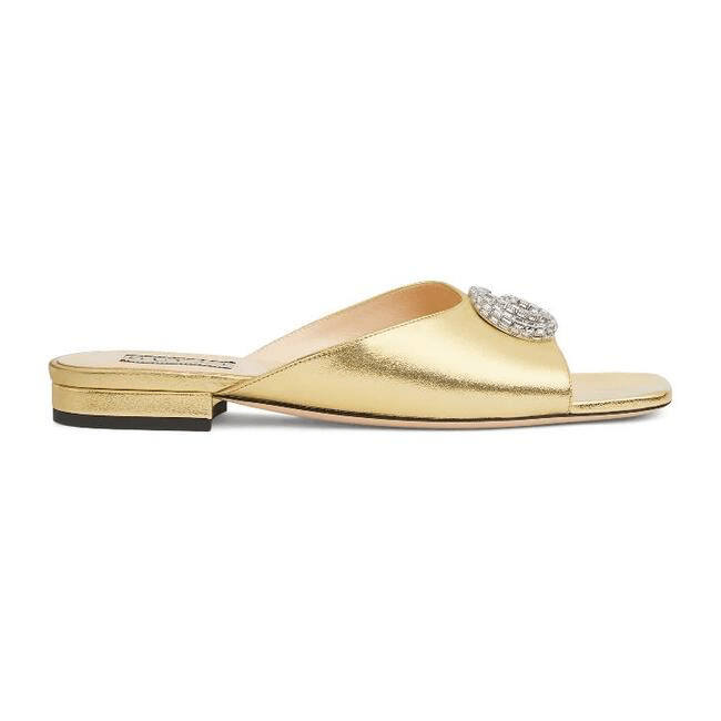Gucci Crystal Double G Slide Sandals SIZE 39