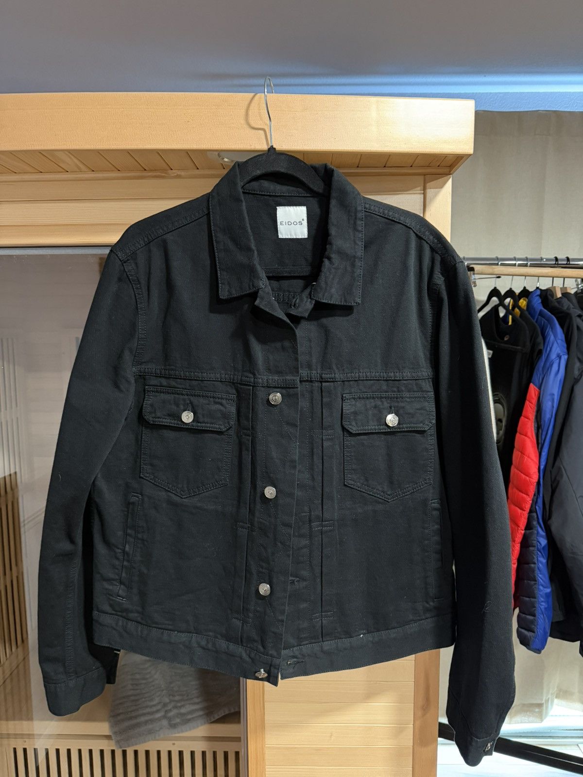 Eidos Napoli Classic Black Denim Jacket EIDOS Size US XL / EU 56 / 4 - 1 Thumbnail