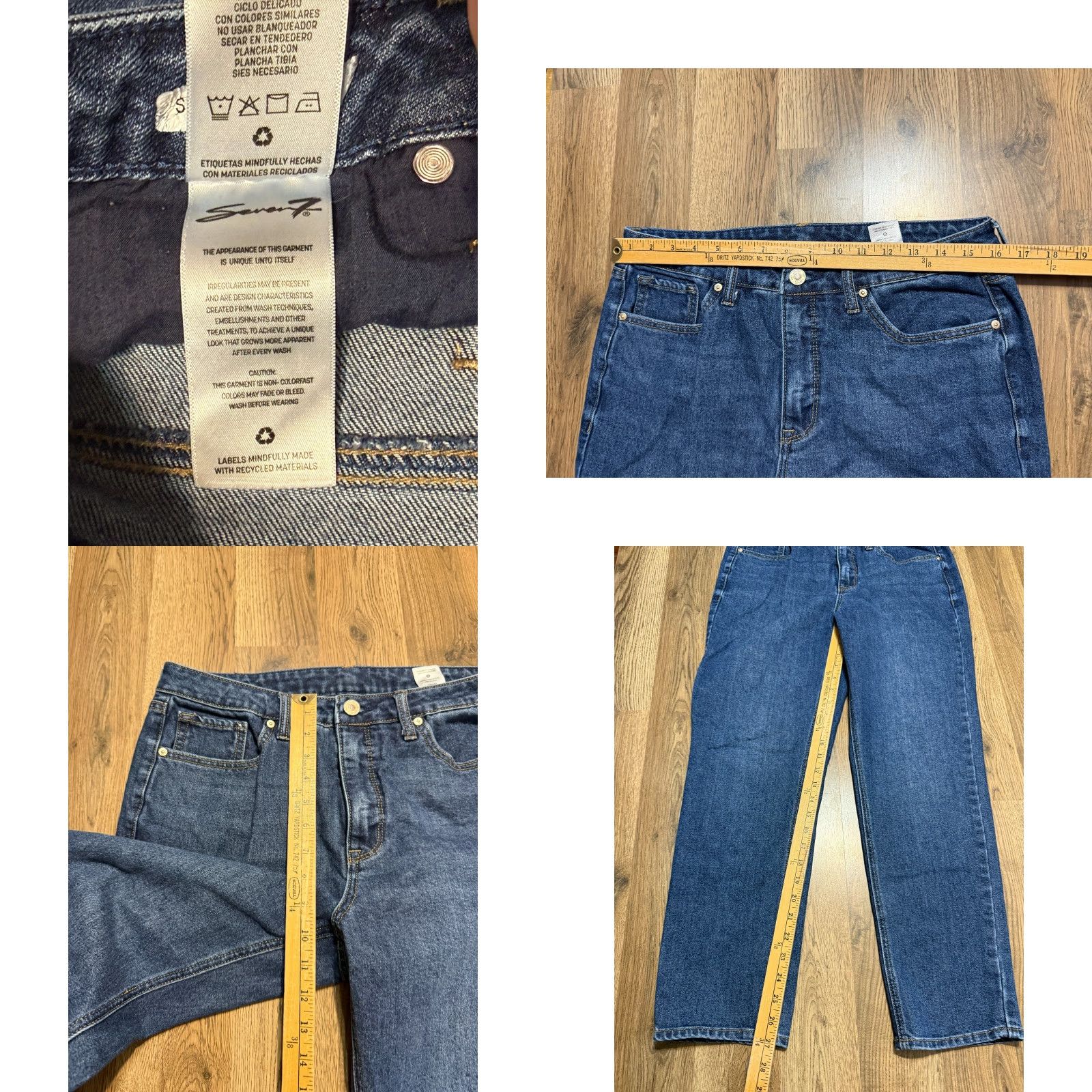 Vintage Seven 7 Jeans Women's Size 10 Blue Denim Slim Straight Leg High Rise Medium Wash Jeans Size 32" / US 10 / IT 46 - 8 Thumbnail