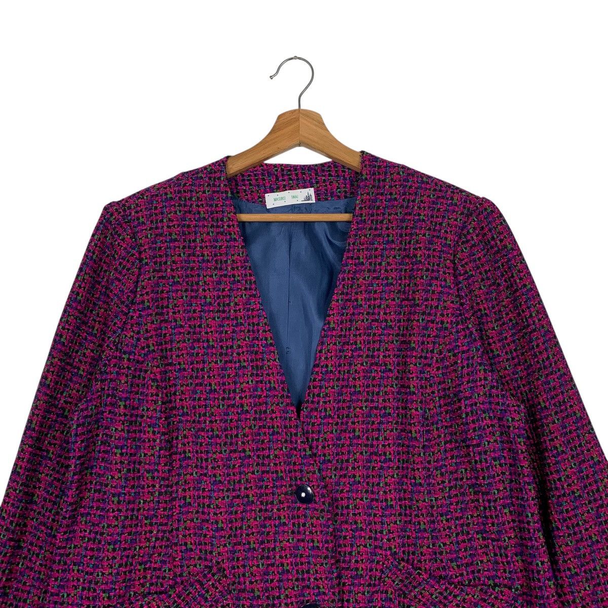 Japanese Brand Japanese Designer Masuko Iwai Women Tweed Jacket Size M / US 6-8 / IT 42-44 - 2 Thumbnail