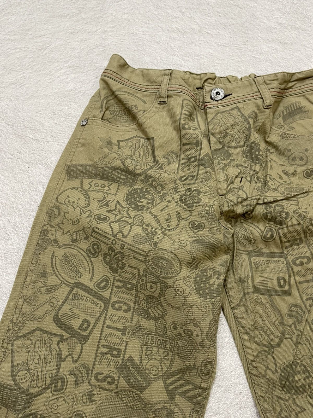 Japanese Brand 2000s Vintage Graphic Utility Pants All Over Print Y2K Size US 32 / EU 48 - 3 Thumbnail