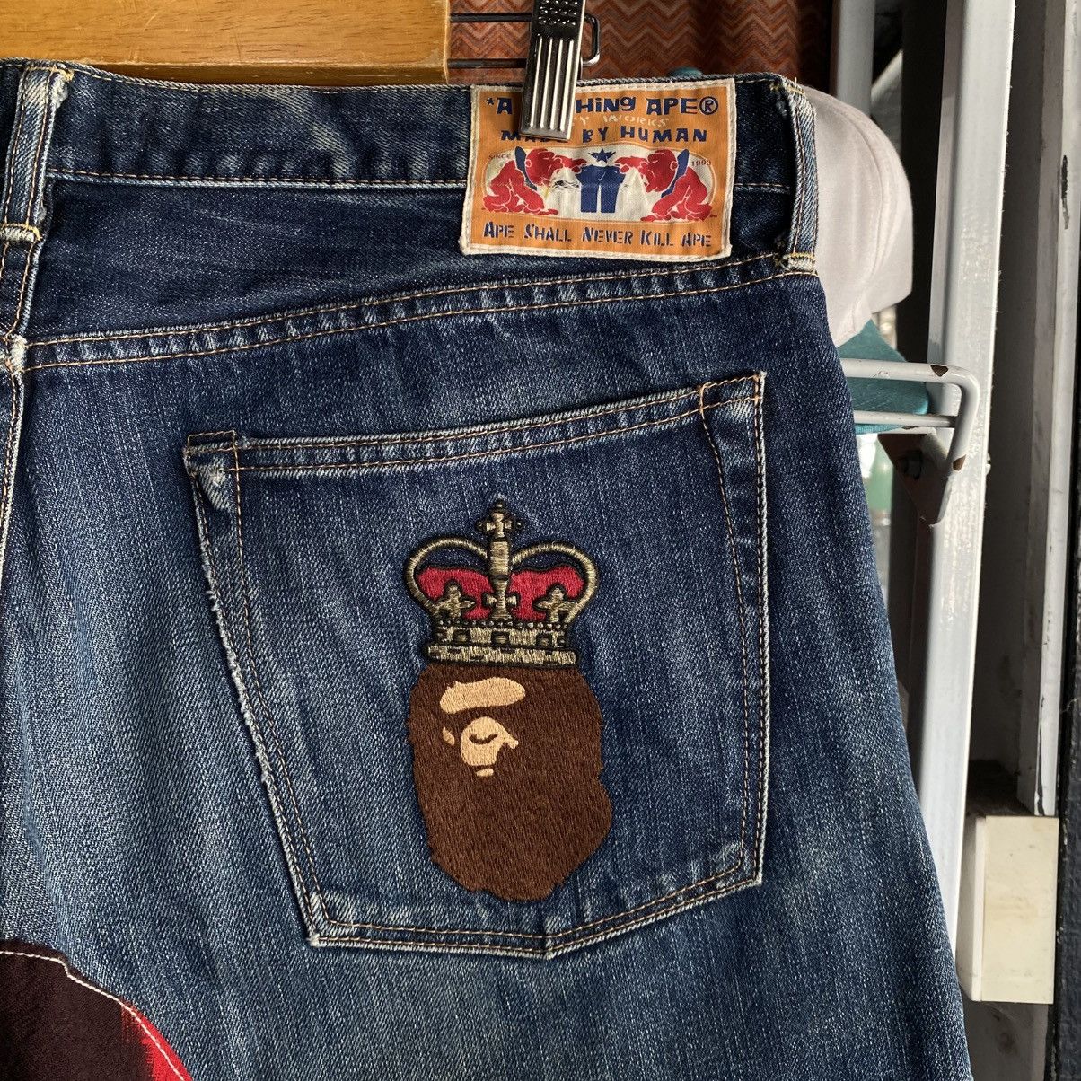 Bape Bape head crown jeans custom made boro sashiko Size US 38 / EU 54 - 4 Thumbnail