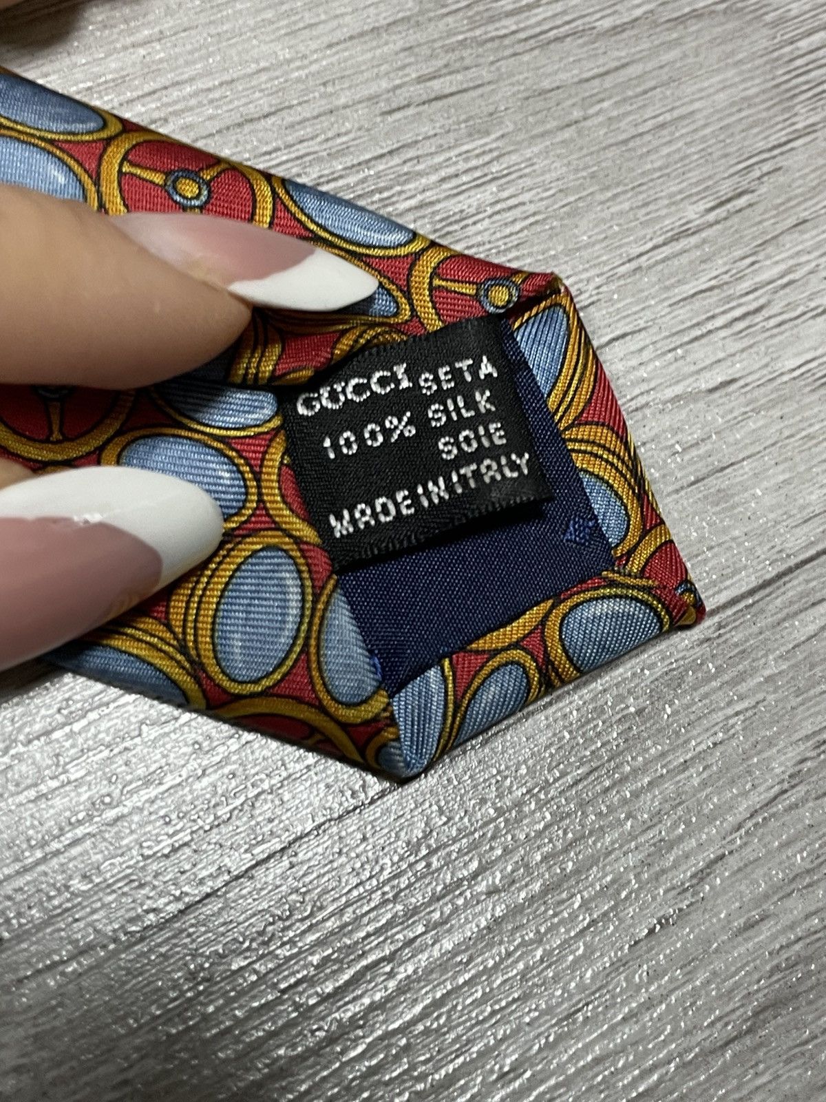 Hermes Gucci over print silk tie Italy Size ONE SIZE - 7 Thumbnail