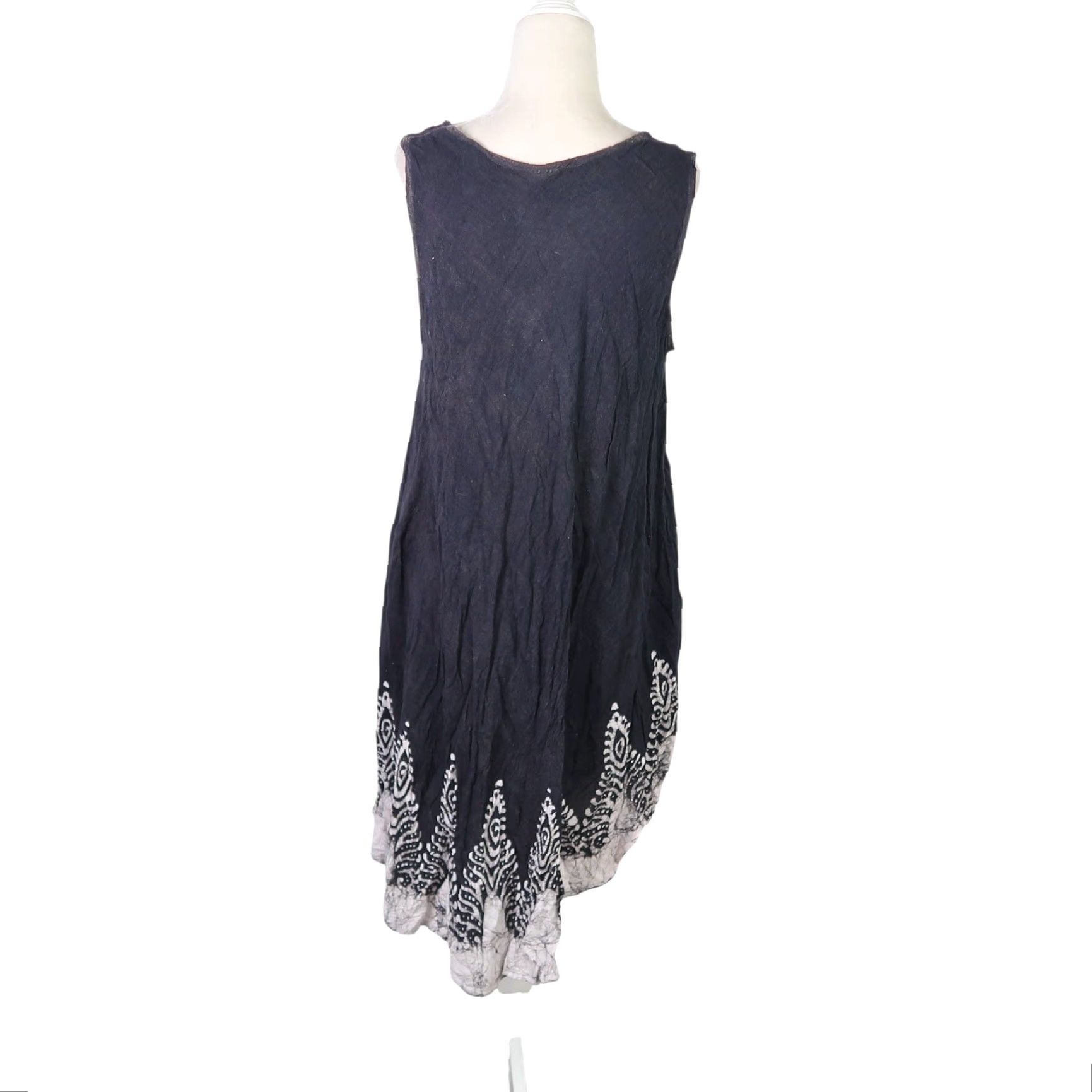 Vintage VINTAGE Pams Collection Black and White Flowy Rayon Mini Dress Dress Sleeveless Women L Black 90s Bohemian Mini Sundress Reg Short Womens Size L / US 10 / IT 46 - 4 Thumbnail