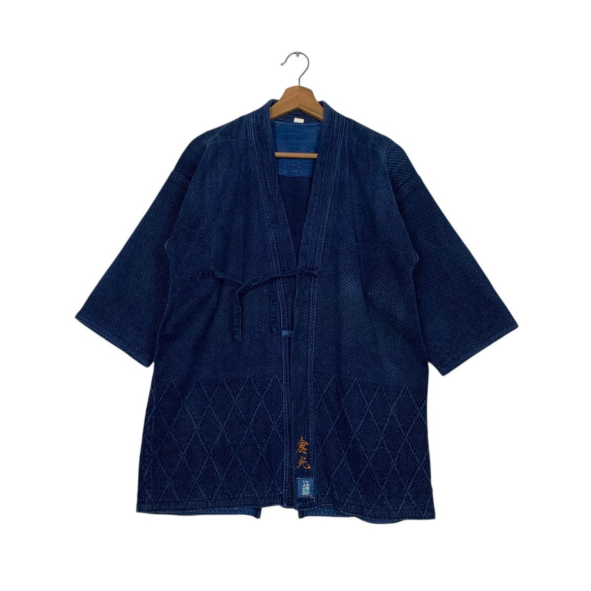 Japanese Brand Vintage 90s Indigo Sashiko Thick Weave Kimono #2691-C120 Size US M / EU 48-50 / 2 - 1 Thumbnail