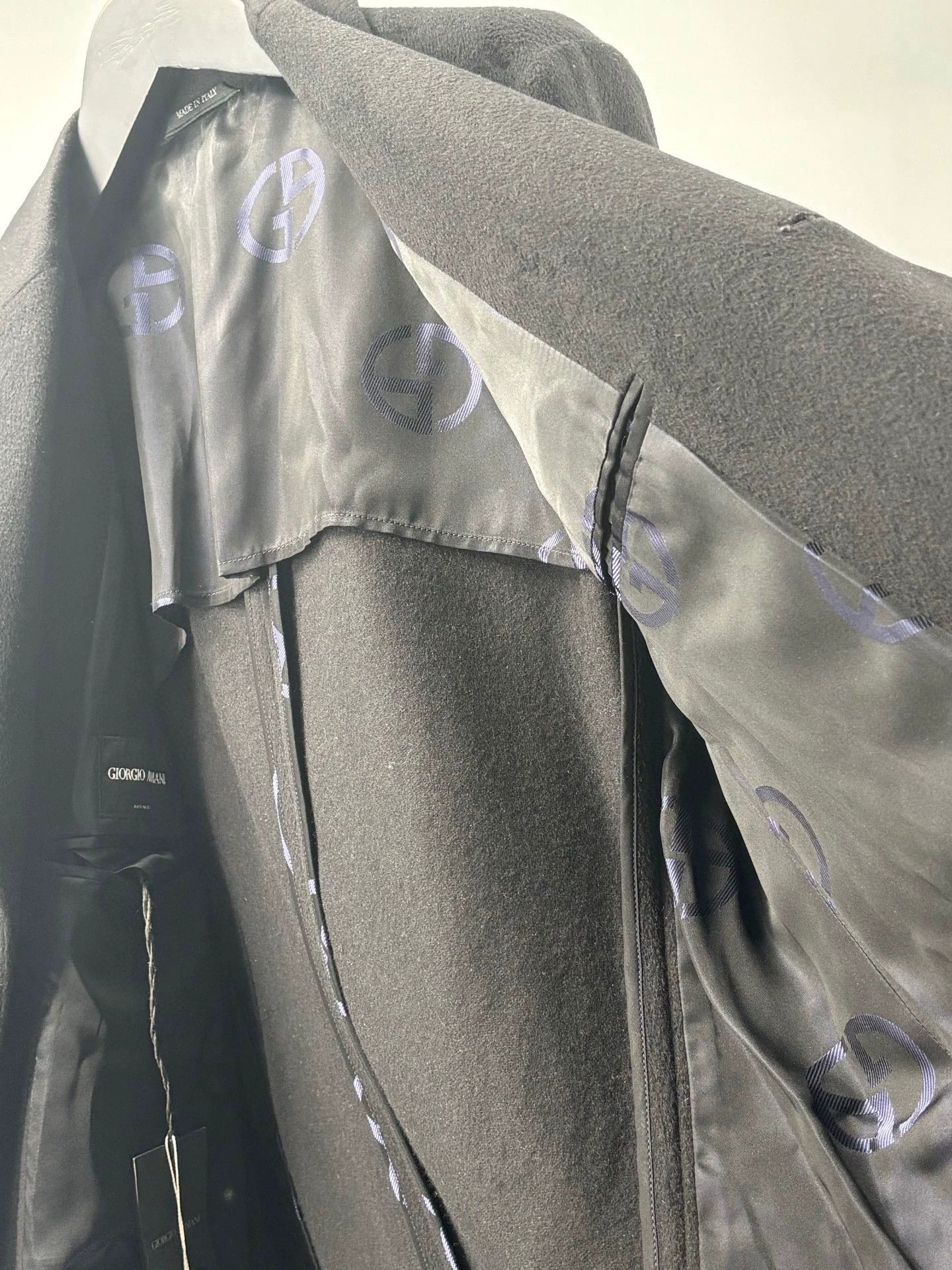 black wool and cashmere overcoat for men