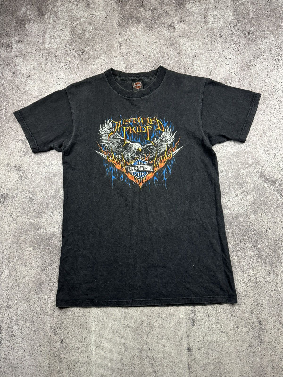 Harley Davidson Vintage 2000s Harley Davidson Eagle Faded Black T-shirt Size US M / EU 48-50 / 2 - 1 Thumbnail