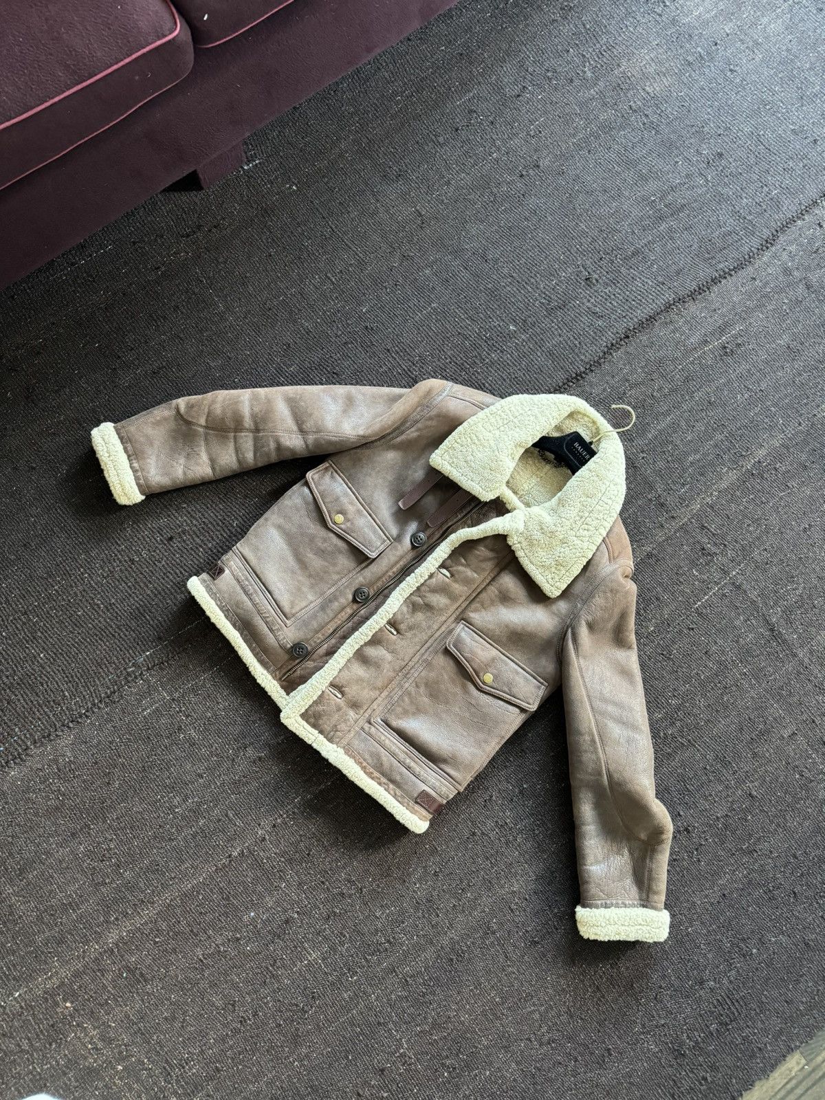 image of Dark Brown Burberry Prorsum Shearling, Men's (Size Medium)