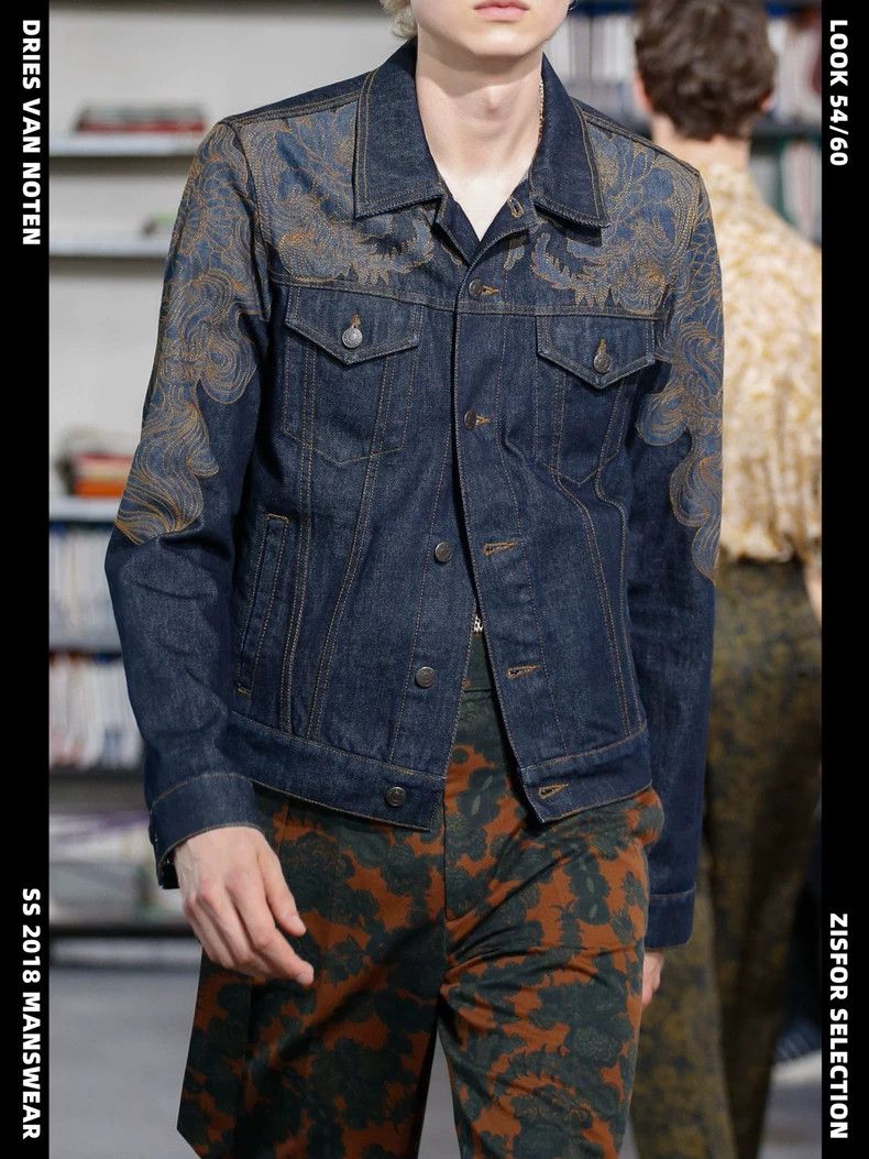 Dries Van Noten Dries Van Noten SS18 Embroidered Denim Jacket Size US L / EU 52-54 / 3 - 1 Thumbnail