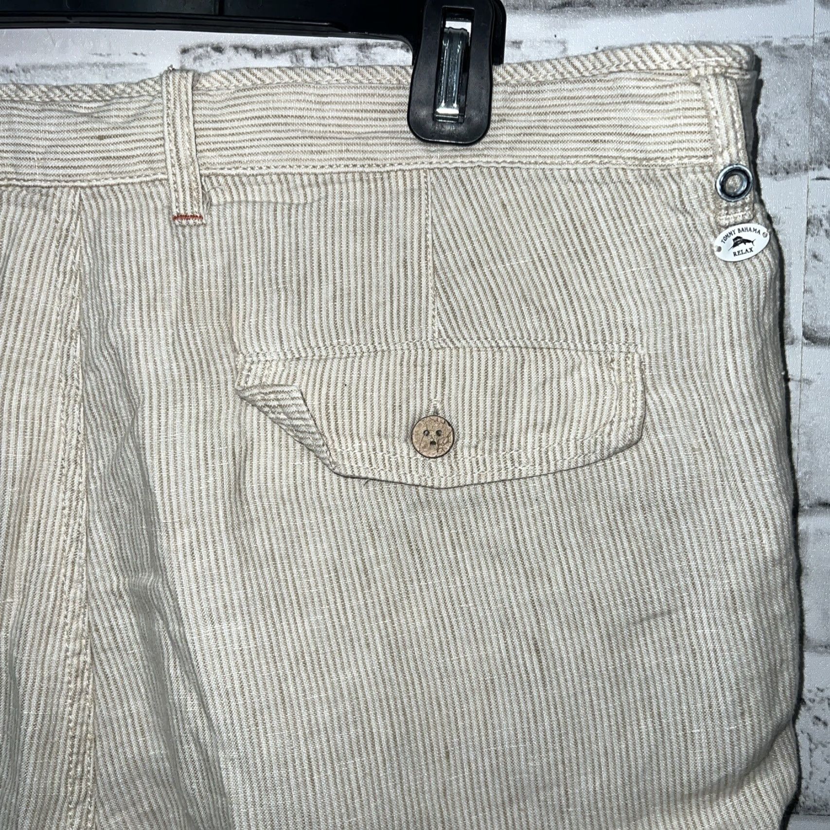Tommy Bahama Tommy Bahama Shorts Mens Beige Linen Striped Relax Size 36 Size US 36 / EU 52 - 3 Thumbnail